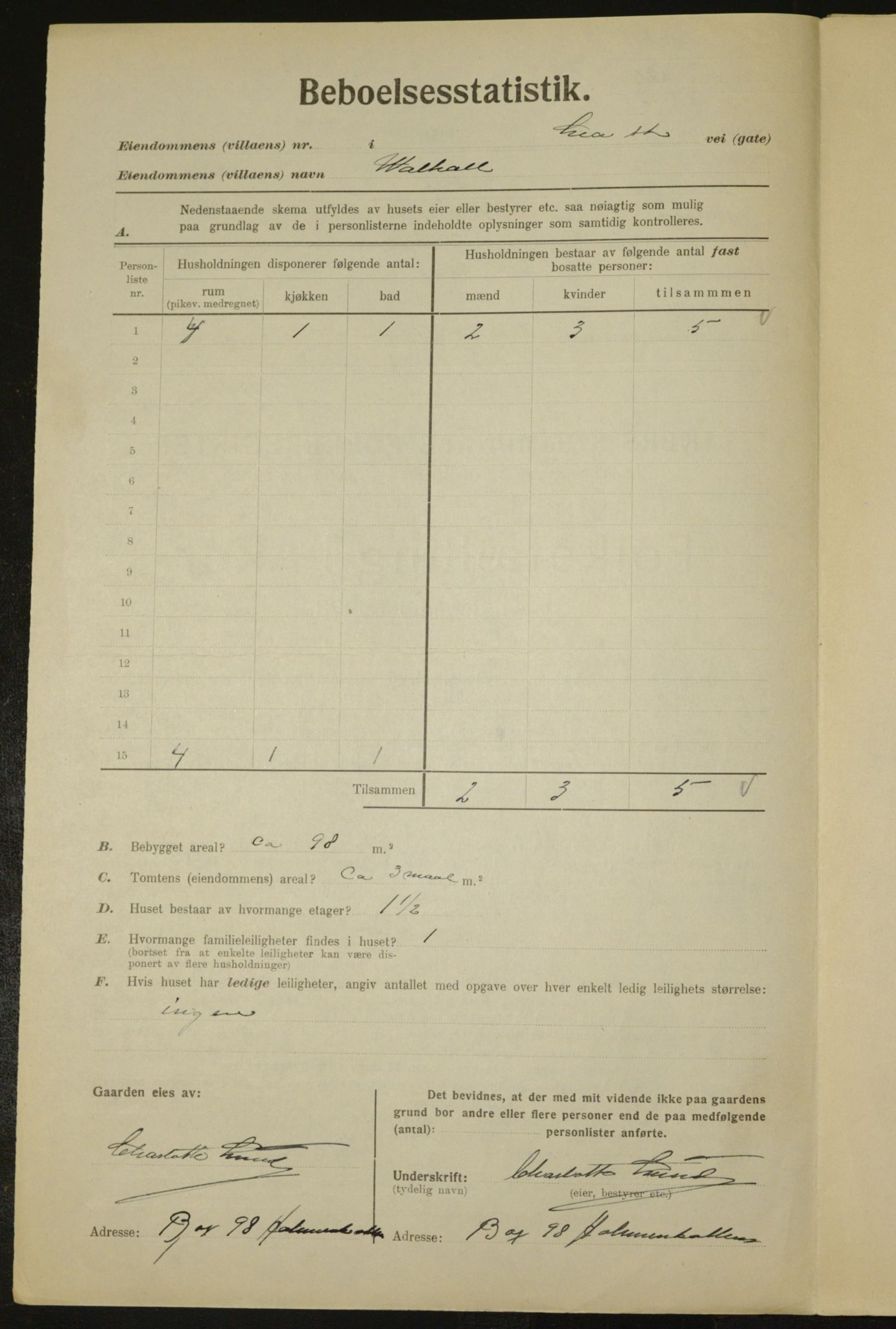 , Kommunal folketelling 1.12.1923 for Aker, 1923, s. 3588