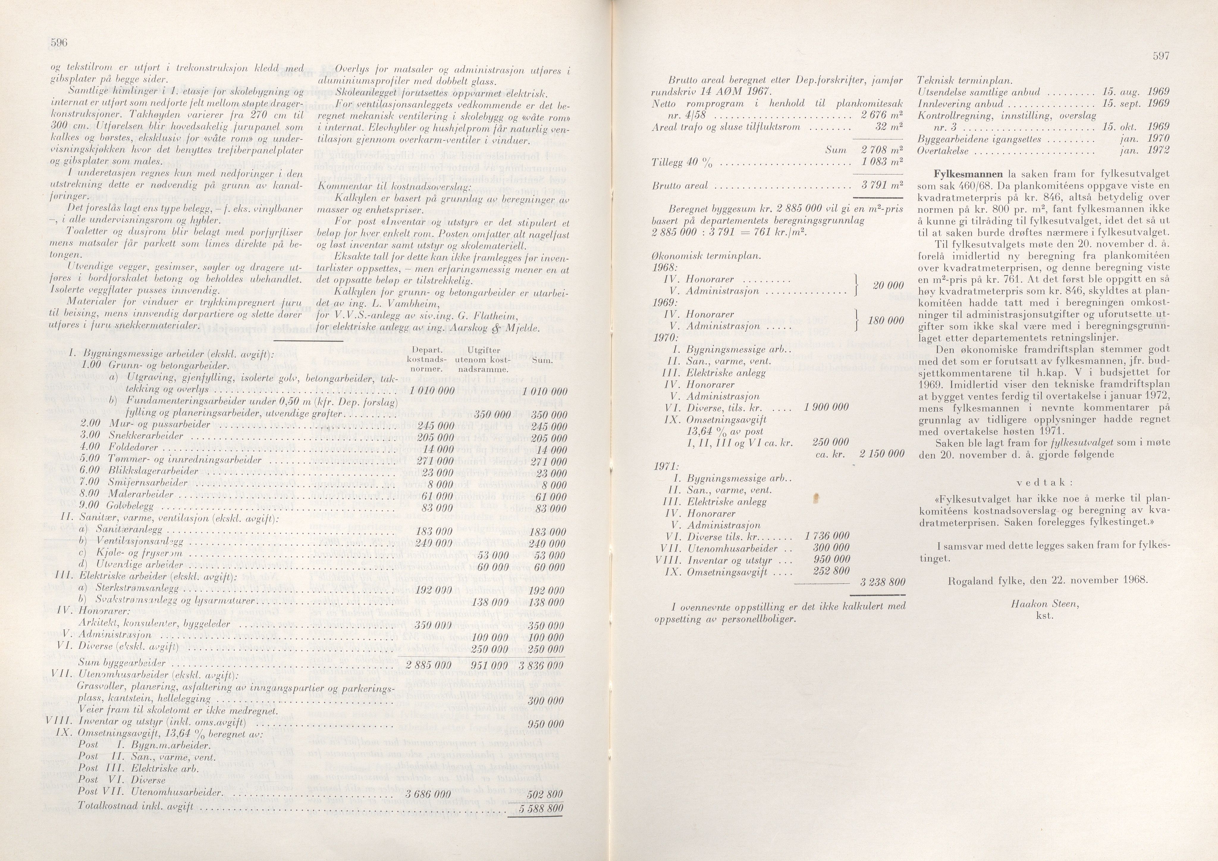 Rogaland fylkeskommune - Fylkesrådmannen , IKAR/A-900/A/Aa/Aaa/L0088: Møtebok , 1968, s. 596-597