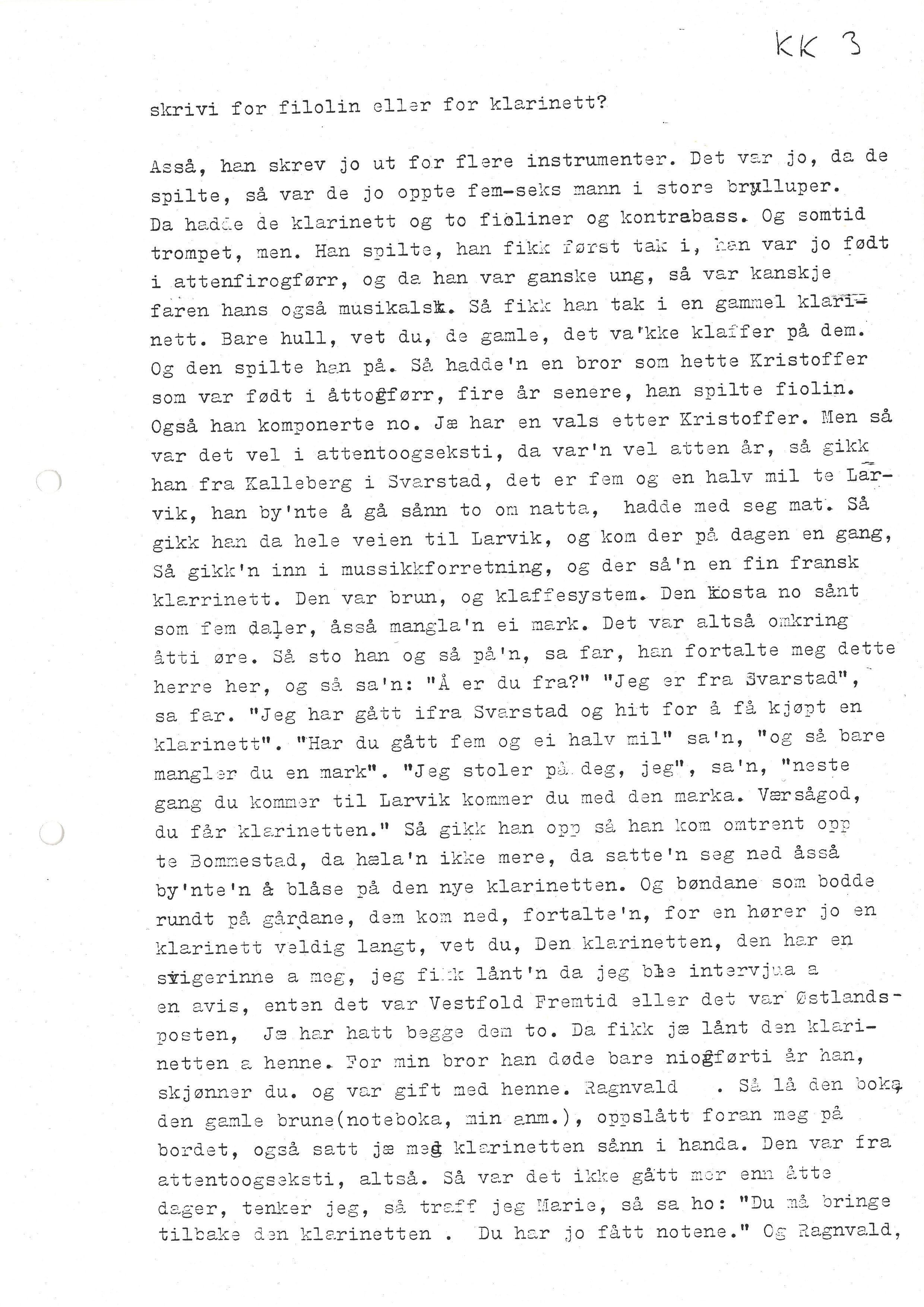 Sa 16 - Folkemusikk fra Vestfold, Gjerdesamlingen, VEMU/A-1868/I/L0001: Informantregister med intervjunedtegnelser, 1979-1986