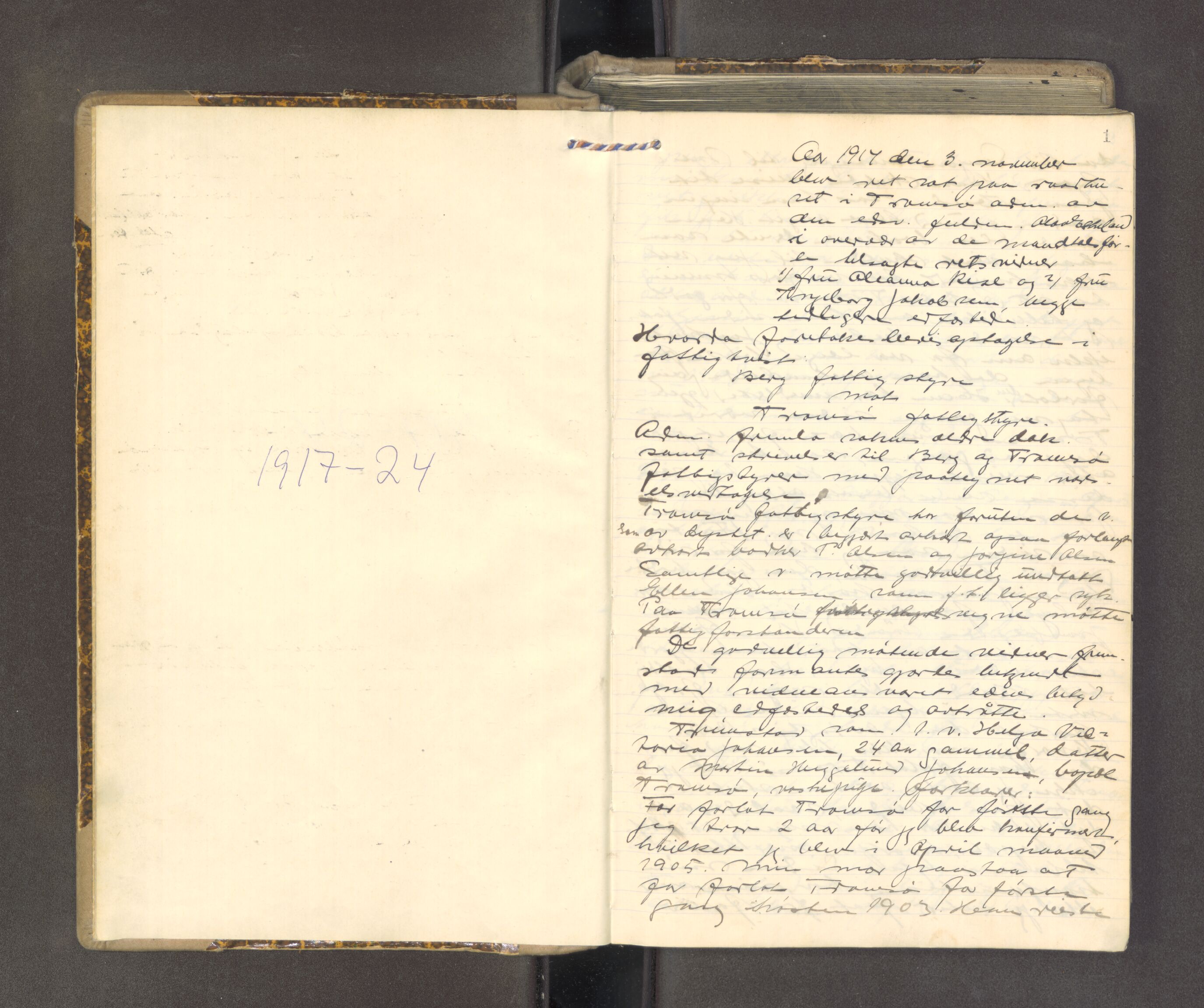 Tromsø byfogd/byrett, AV/SATØ-SATØ-0063/1/F/Fb/L0080: Ekstrarettsprotokoll, 1914-1924, s. 1a