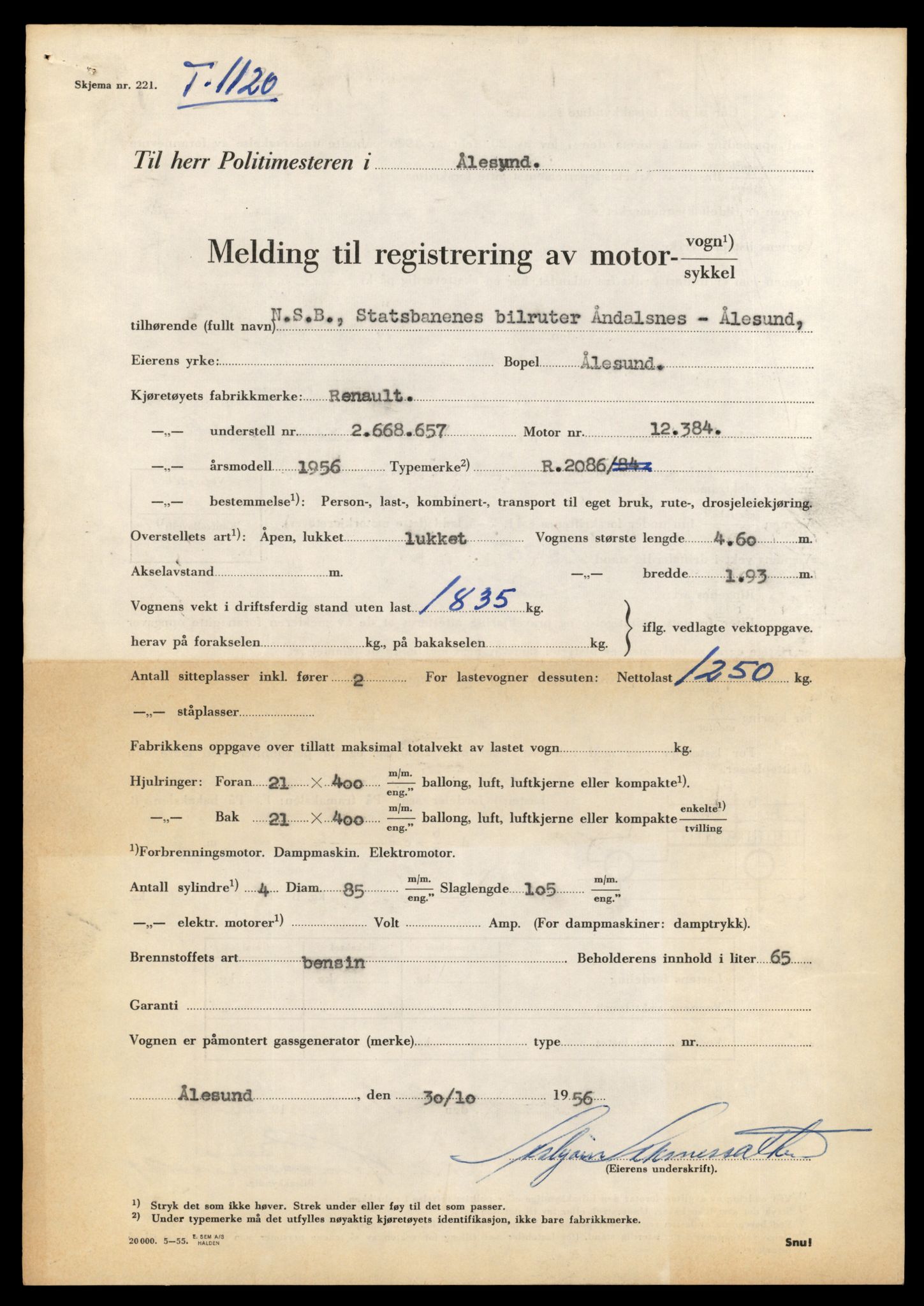 Møre og Romsdal vegkontor - Ålesund trafikkstasjon, AV/SAT-A-4099/F/Fe/L0035: Registreringskort for kjøretøy T 12653 - T 12829, 1927-1998, s. 854
