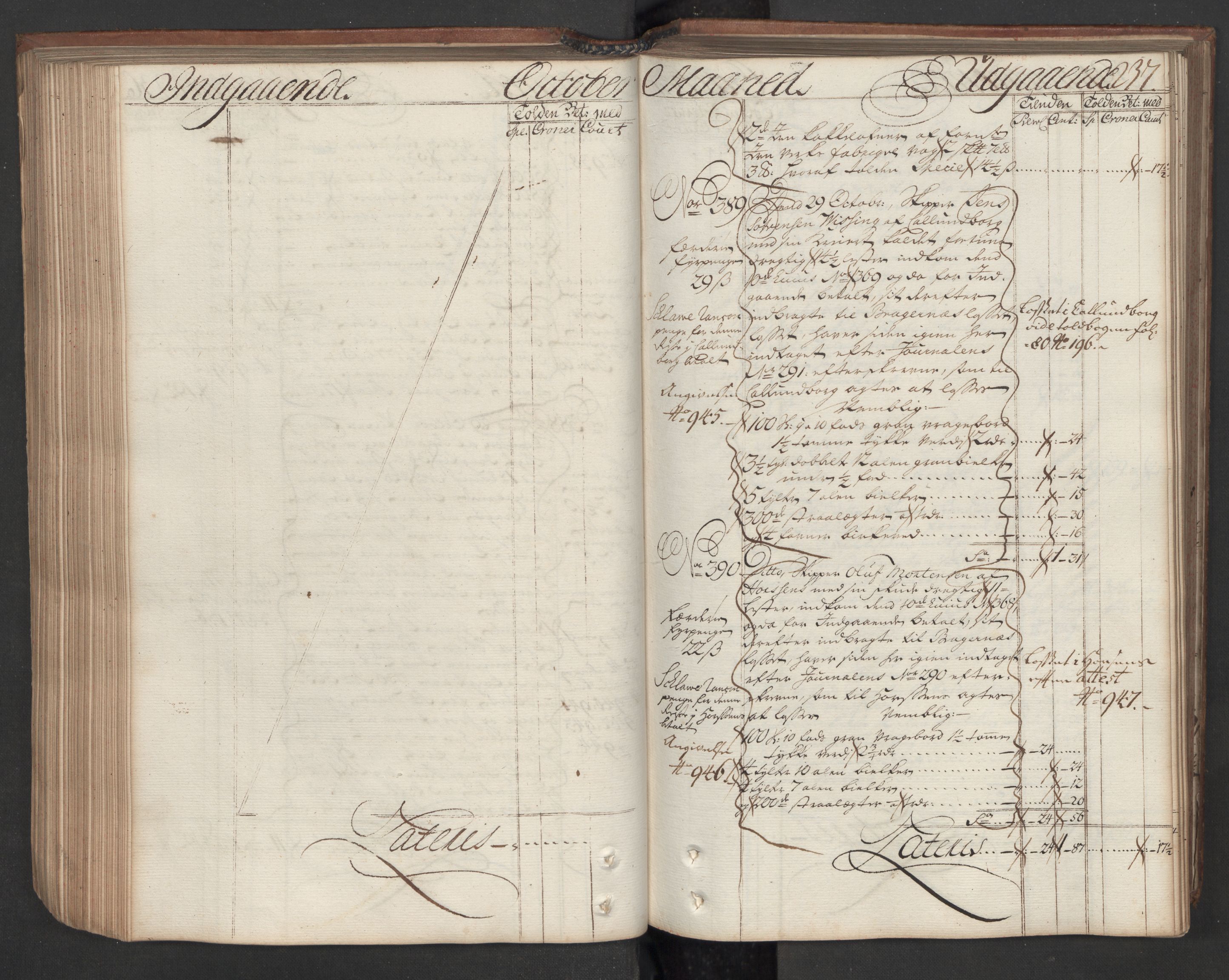 Generaltollkammeret, tollregnskaper, AV/RA-EA-5490/R08/L0009/0001: Tollregnskaper Drammen / Hovedtollbok, 1731, s. 236b-237a