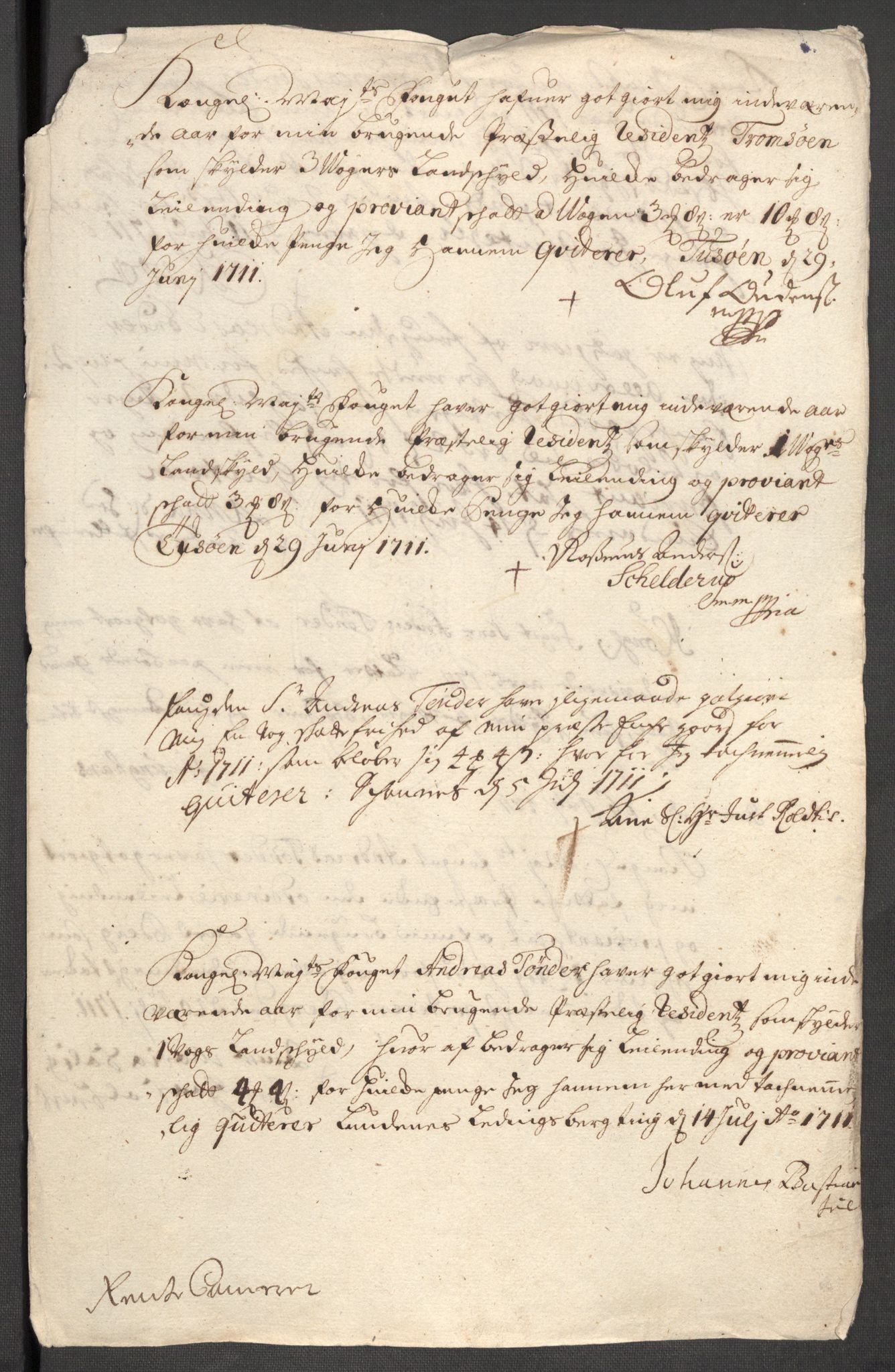 Rentekammeret inntil 1814, Reviderte regnskaper, Fogderegnskap, RA/EA-4092/R68/L4758: Fogderegnskap Senja og Troms, 1711-1712, s. 275
