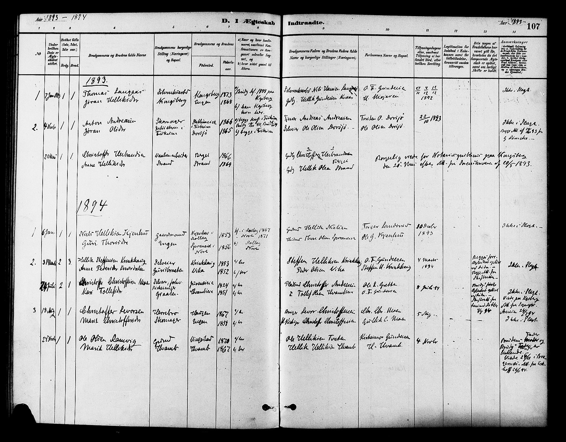 Flesberg kirkebøker, AV/SAKO-A-18/F/Fb/L0001: Ministerialbok nr. II 1, 1879-1907, s. 107