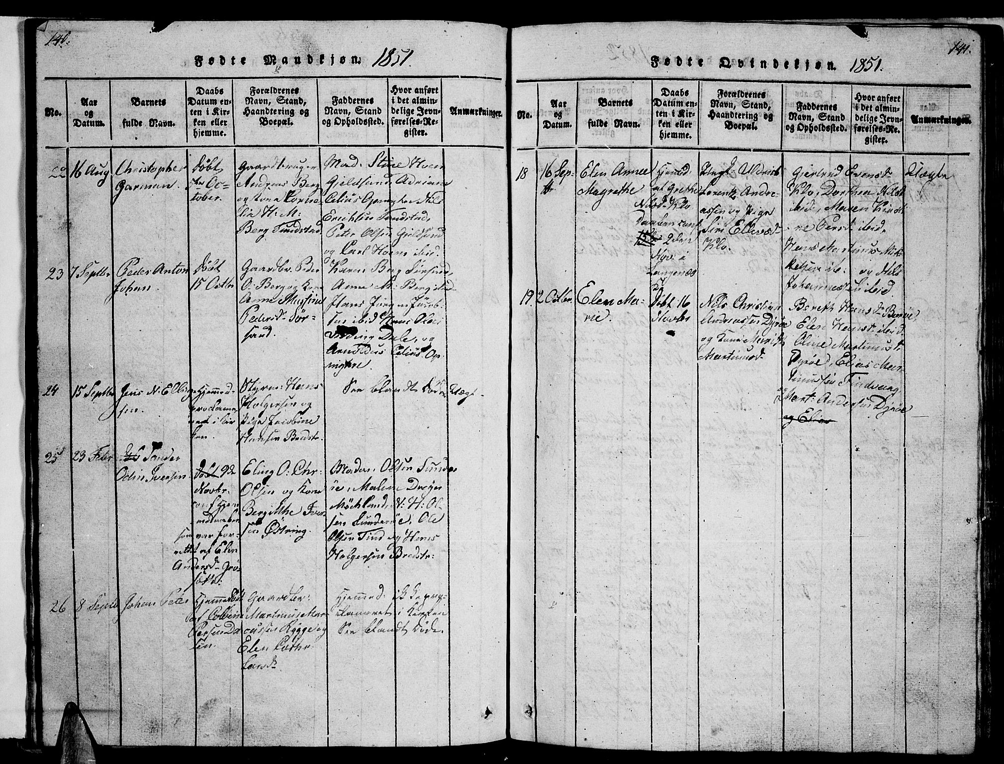 Ministerialprotokoller, klokkerbøker og fødselsregistre - Nordland, AV/SAT-A-1459/893/L1346: Klokkerbok nr. 893C01, 1820-1858, s. 140-141