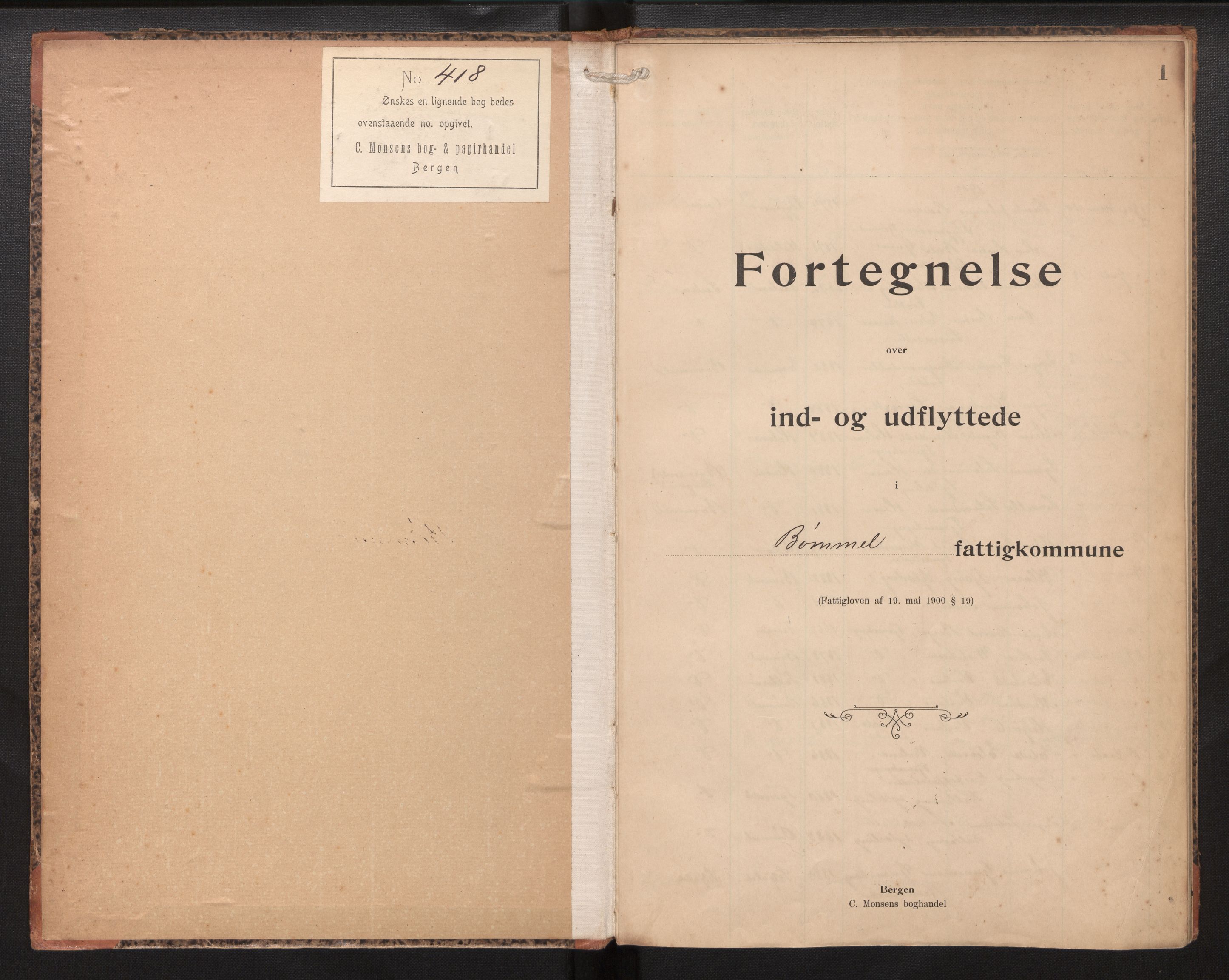 Lensmannen i Finnås, AV/SAB-A-31901/0020/L0003: Protokoll over inn- og utflytte, 1902-1940, s. 1