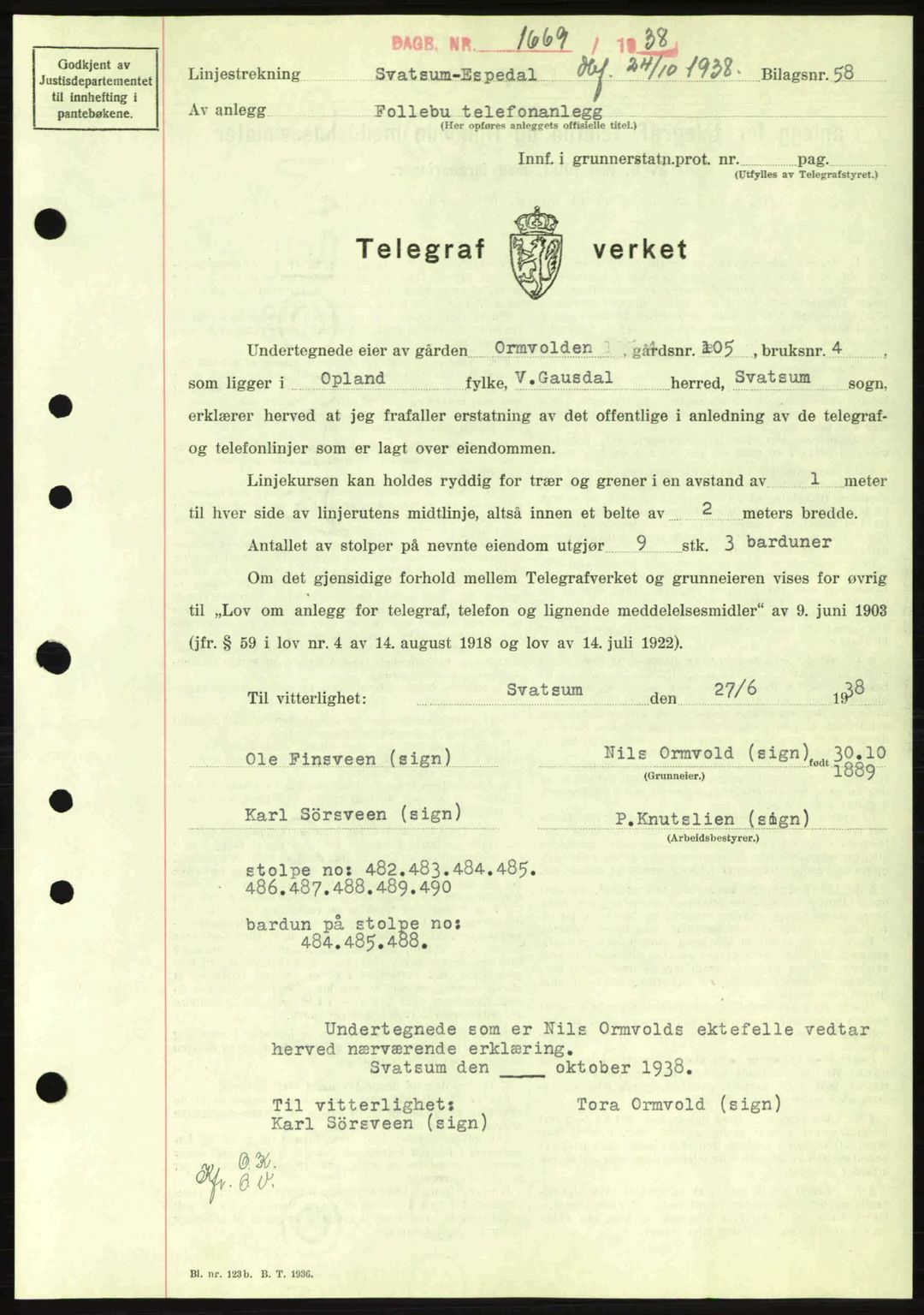 Sør-Gudbrandsdal tingrett, SAH/TING-004/H/Hb/Hbd/L0005: Pantebok nr. A5, 1938-1939, Dagboknr: 1669/1938