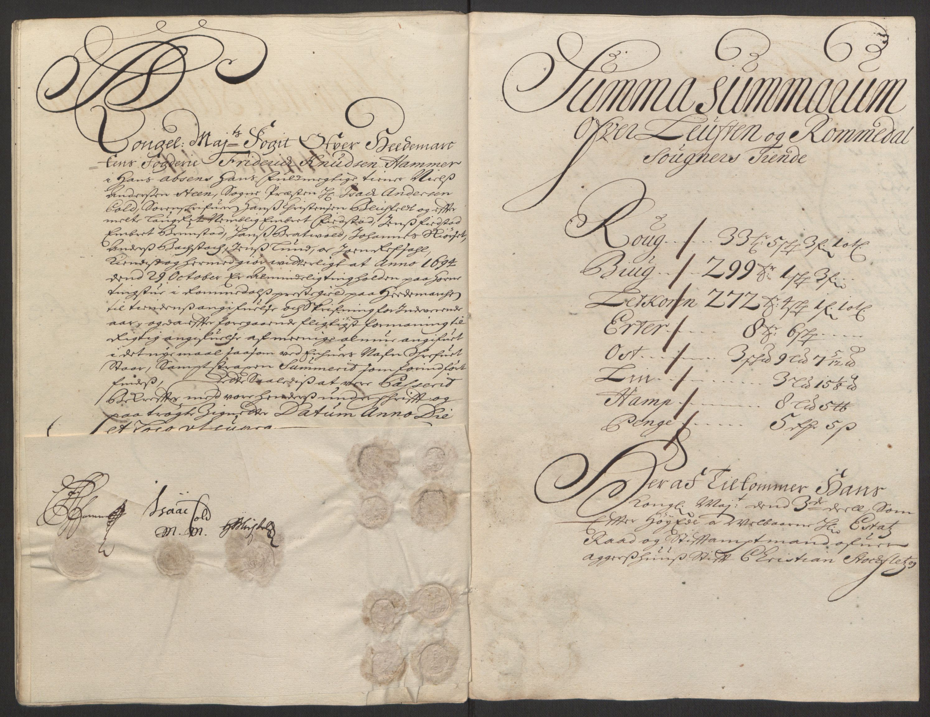 Rentekammeret inntil 1814, Reviderte regnskaper, Fogderegnskap, AV/RA-EA-4092/R16/L1035: Fogderegnskap Hedmark, 1694, s. 62