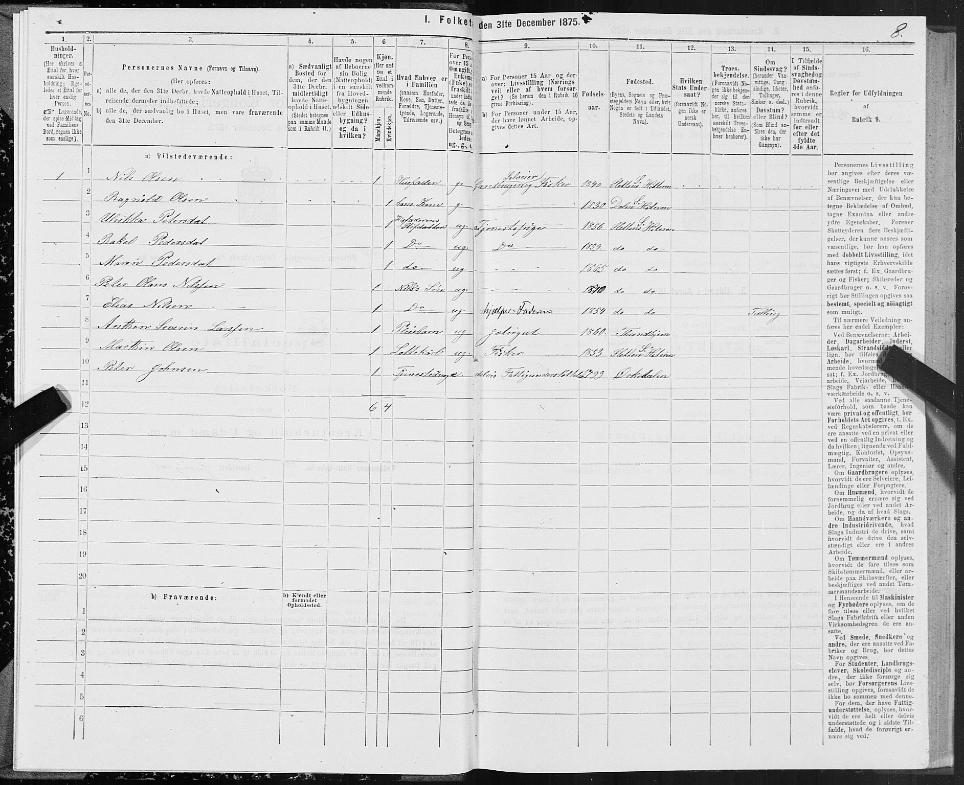 SAT, Folketelling 1875 for 1617P Hitra prestegjeld, 1875, s. 8008