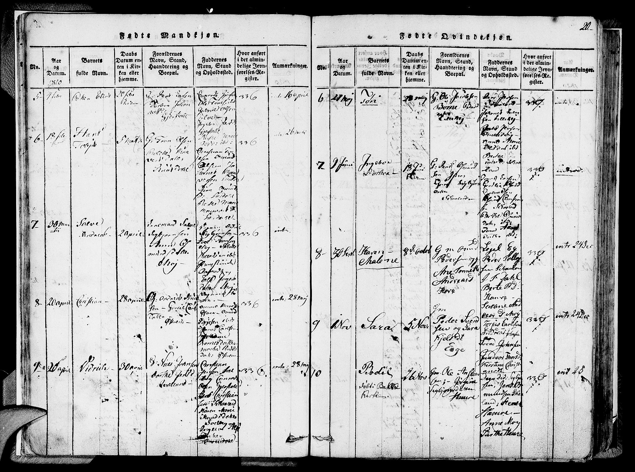 Lund sokneprestkontor, AV/SAST-A-101809/S06/L0005: Ministerialbok nr. A 5, 1815-1833, s. 20