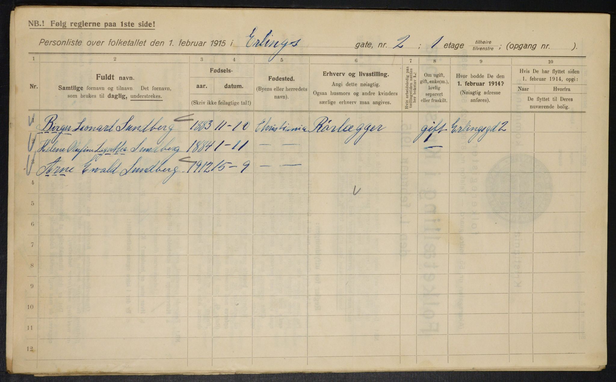 OBA, Kommunal folketelling 1.2.1915 for Kristiania, 1915, s. 21555