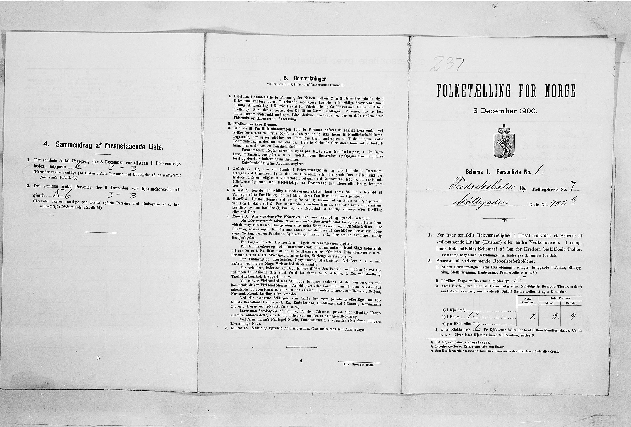 SAO, Folketelling 1900 for 0101 Fredrikshald kjøpstad, 1900