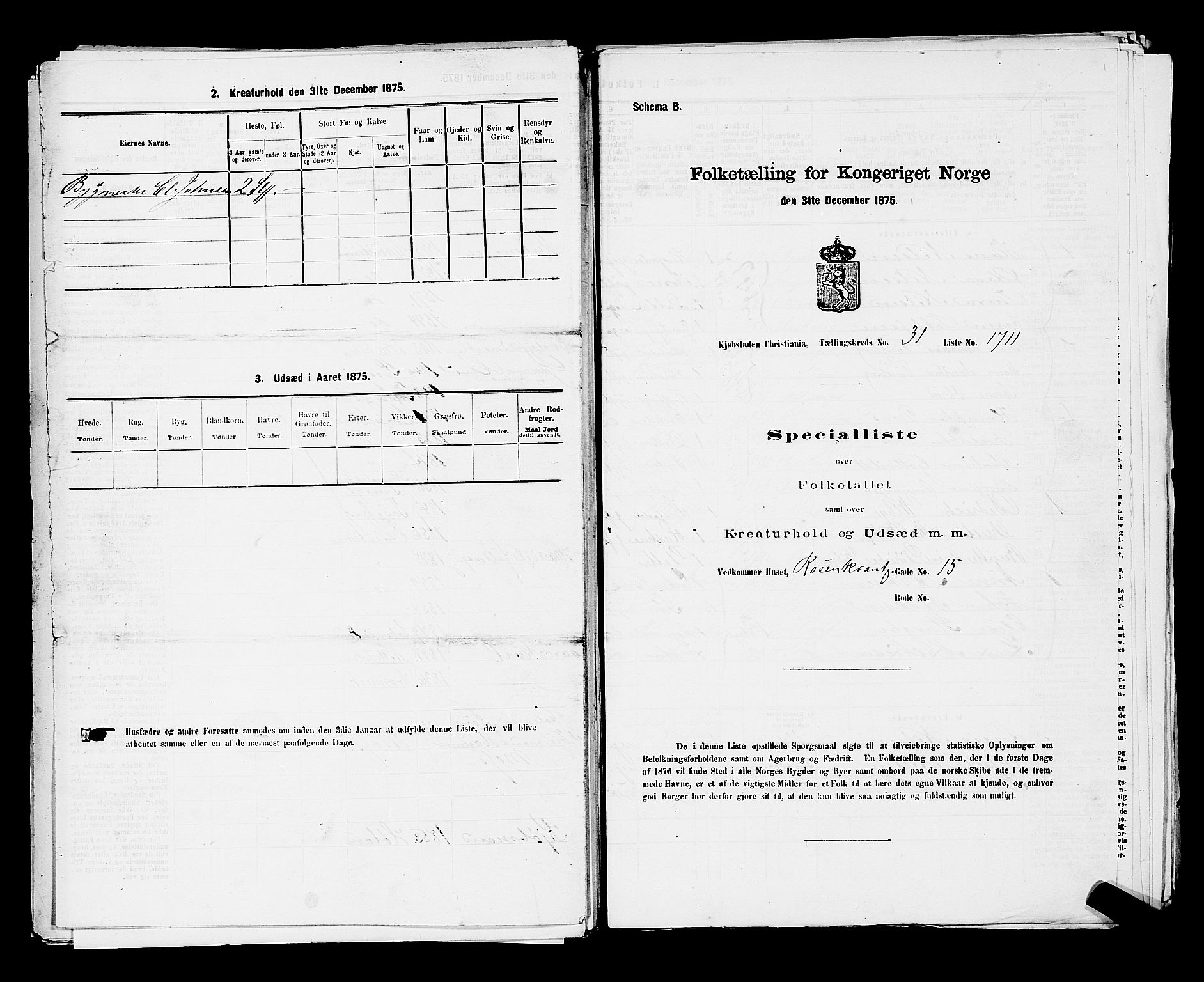 RA, Folketelling 1875 for 0301 Kristiania kjøpstad, 1875, s. 4975