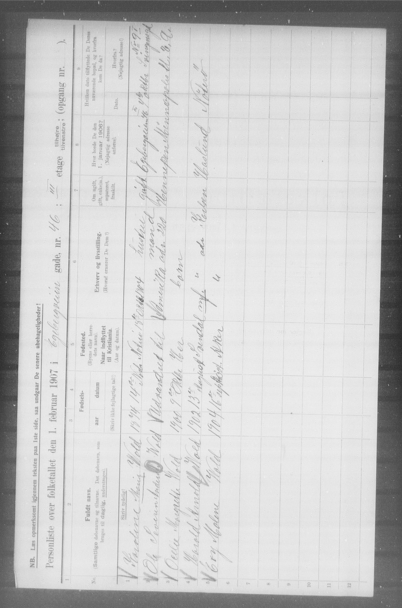 OBA, Kommunal folketelling 1.2.1907 for Kristiania kjøpstad, 1907, s. 10301