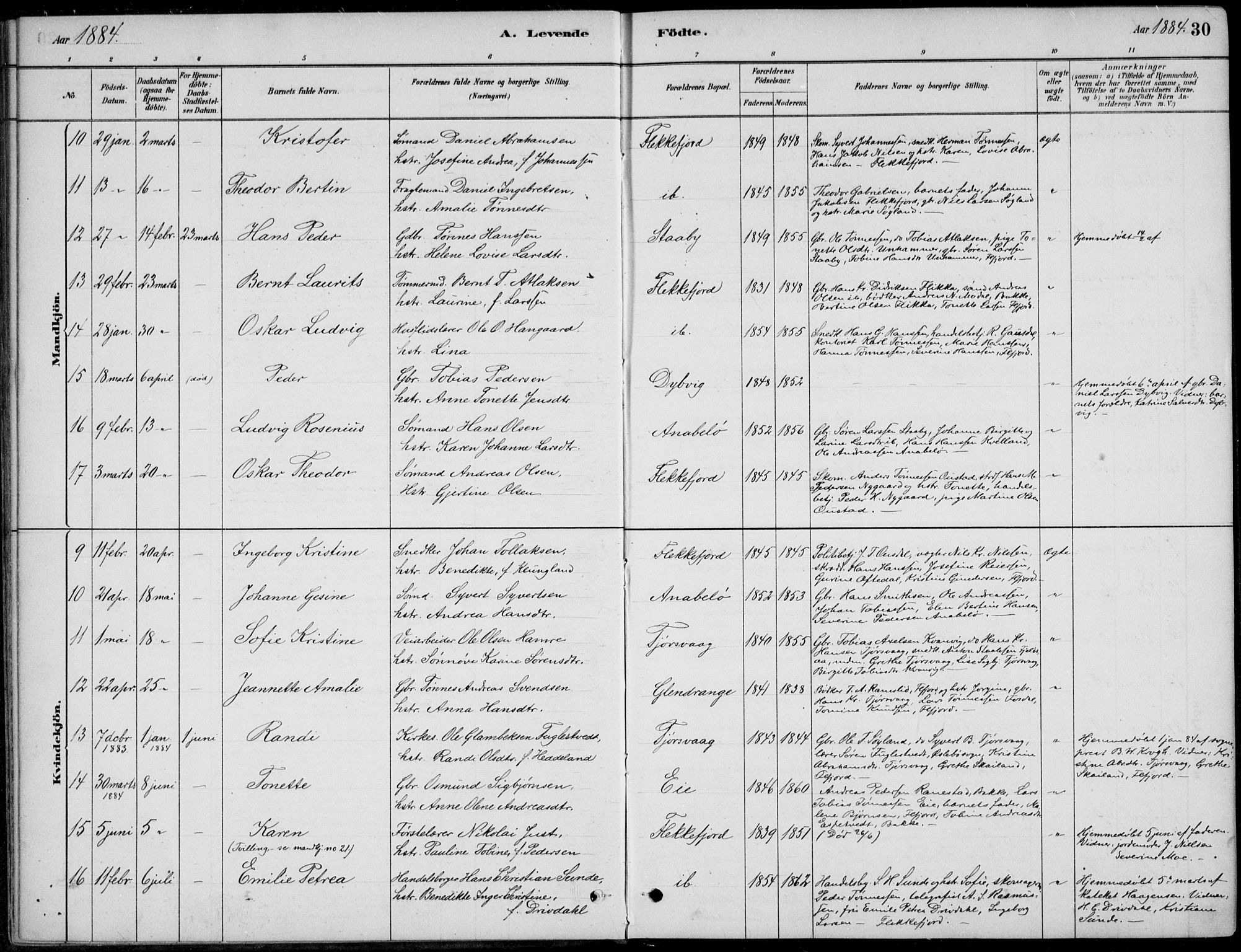 Flekkefjord sokneprestkontor, AV/SAK-1111-0012/F/Fb/Fbc/L0007: Klokkerbok nr. B 7, 1880-1902, s. 30