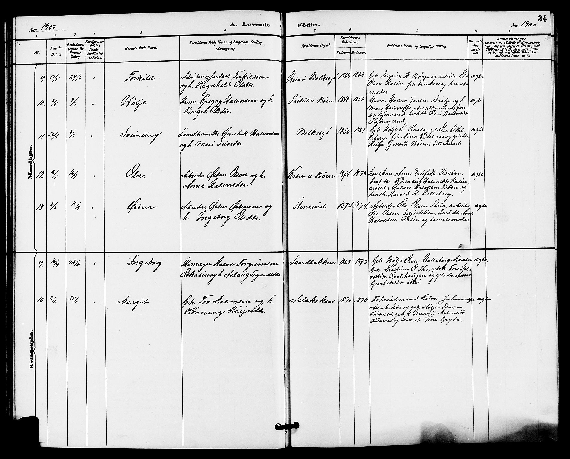 Gransherad kirkebøker, AV/SAKO-A-267/G/Ga/L0003: Klokkerbok nr. I 3, 1887-1915, s. 34