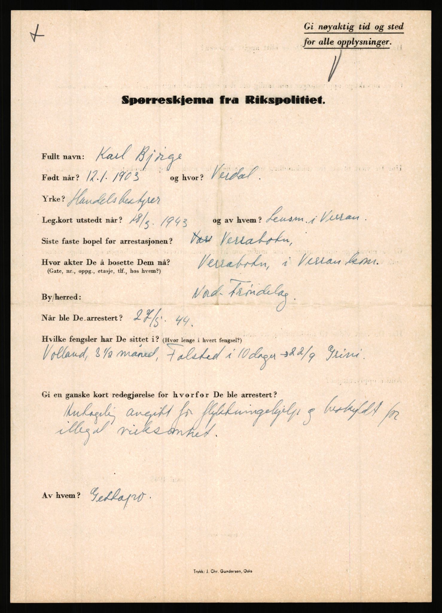 Rikspolitisjefen, AV/RA-S-1560/L/L0002: Berg, Alf - Bråthen, Thorleif, 1940-1945, s. 527