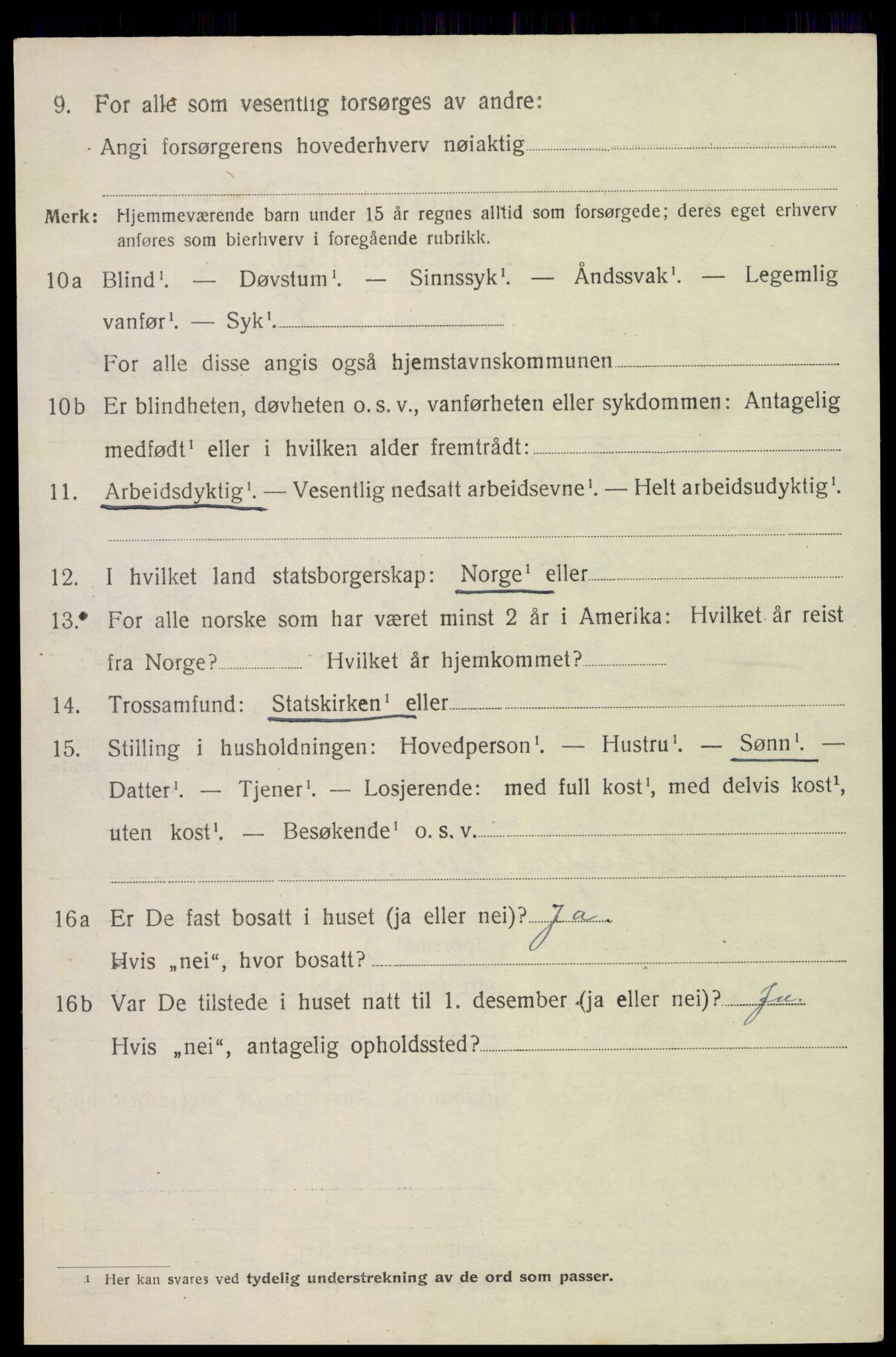SAK, Folketelling 1920 for 0940 Valle herred, 1920, s. 2286