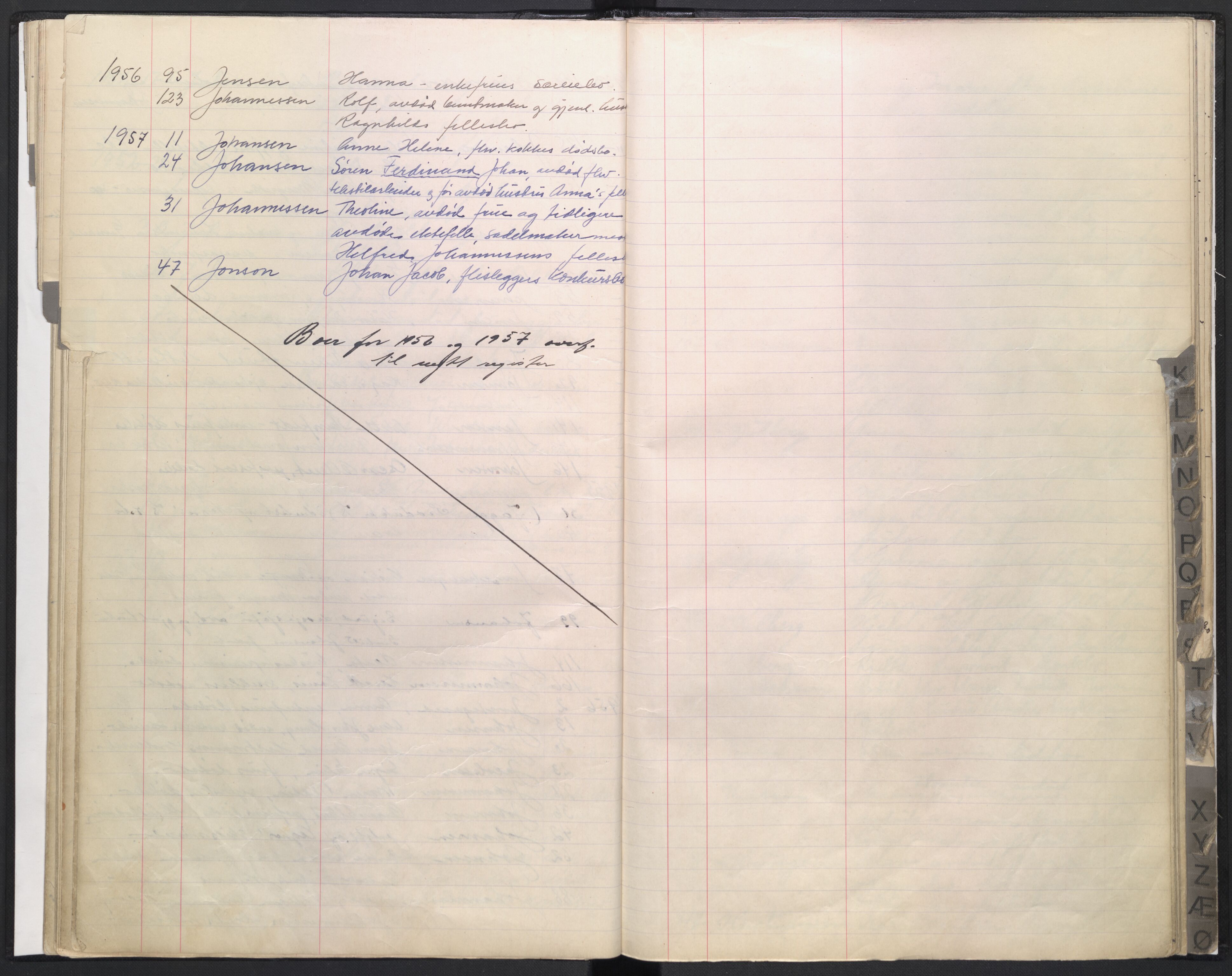 Oslo skifterett, AV/SAO-A-10383/F/Fb/Fba/Fbab/L0006: Navneregister for sluttede bo - avd. I, 1951-1957