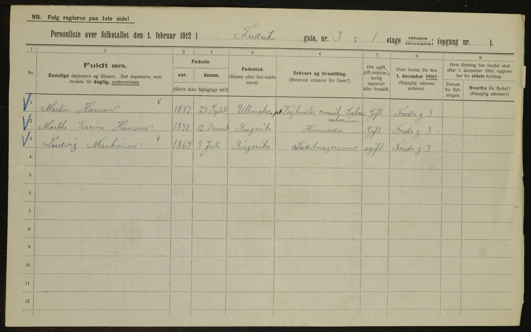 OBA, Kommunal folketelling 1.2.1912 for Kristiania, 1912, s. 26616