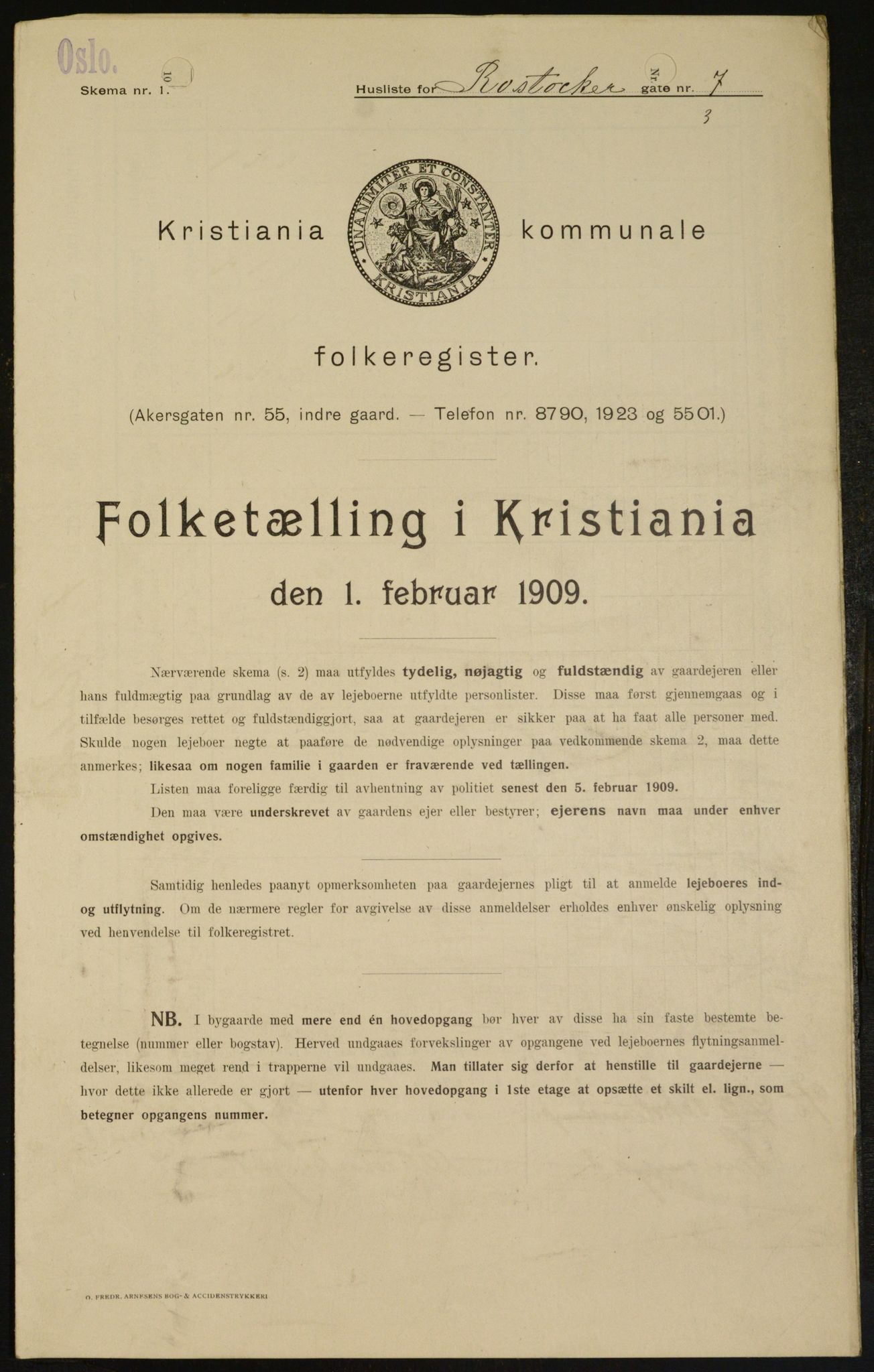 OBA, Kommunal folketelling 1.2.1909 for Kristiania kjøpstad, 1909, s. 76719