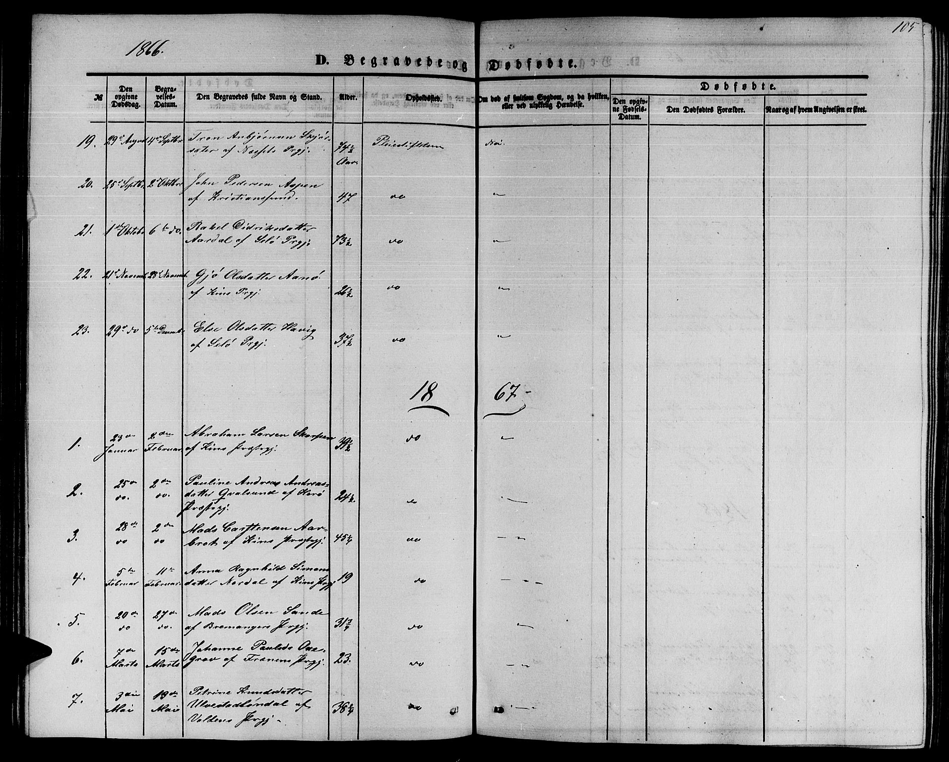 Ministerialprotokoller, klokkerbøker og fødselsregistre - Møre og Romsdal, SAT/A-1454/559/L0713: Ministerialbok nr. 559A01, 1861-1886, s. 105