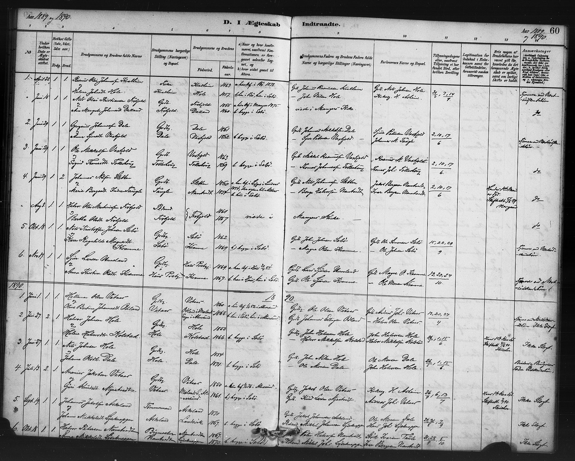 Manger sokneprestembete, AV/SAB-A-76801/H/Haa: Ministerialbok nr. D 1, 1881-1892, s. 60