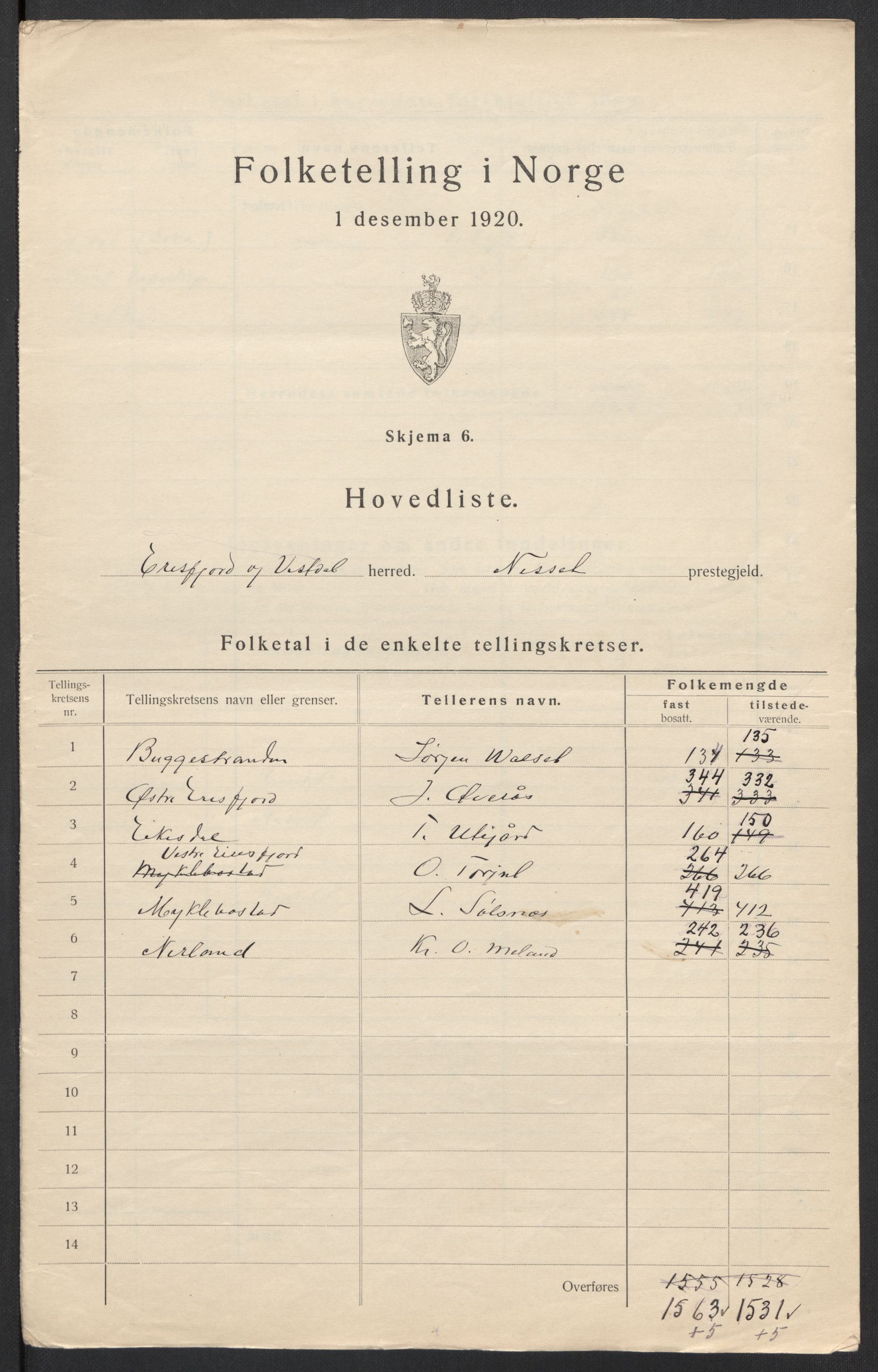 SAT, Folketelling 1920 for 1542 Eresfjord og Vistdal herred, 1920, s. 8