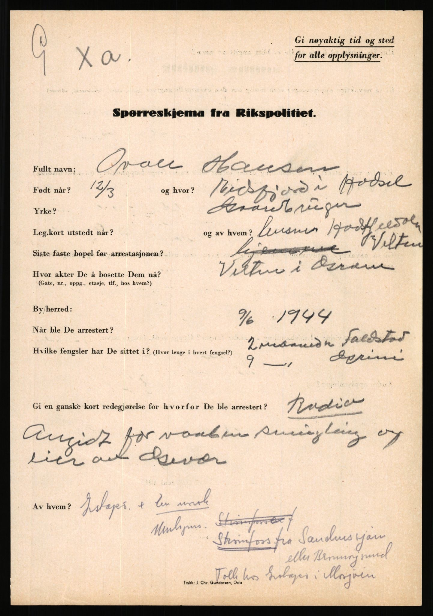 Rikspolitisjefen, AV/RA-S-1560/L/L0006: Hansen, Adolf Boye - Hemstad, Gunnar, 1940-1945, s. 428