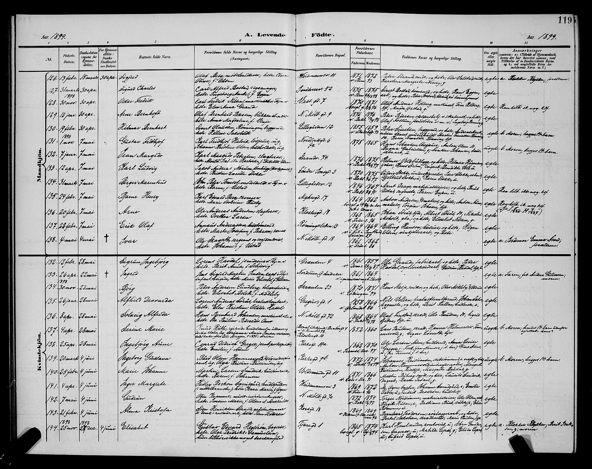 Ministerialprotokoller, klokkerbøker og fødselsregistre - Sør-Trøndelag, AV/SAT-A-1456/604/L0225: Klokkerbok nr. 604C08, 1895-1899, s. 119