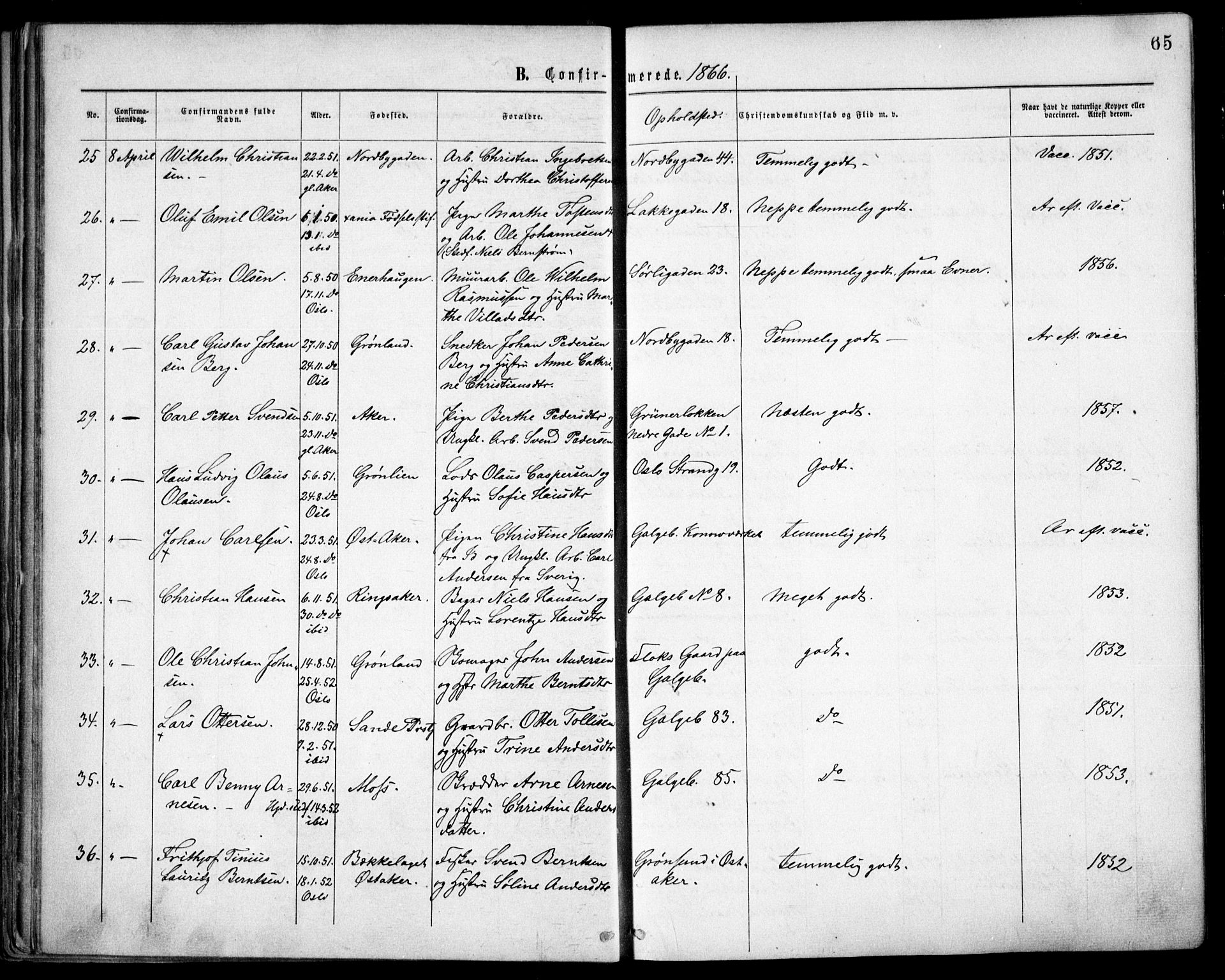 Grønland prestekontor Kirkebøker, AV/SAO-A-10848/F/Fa/L0003: Ministerialbok nr. 3, 1862-1868, s. 65