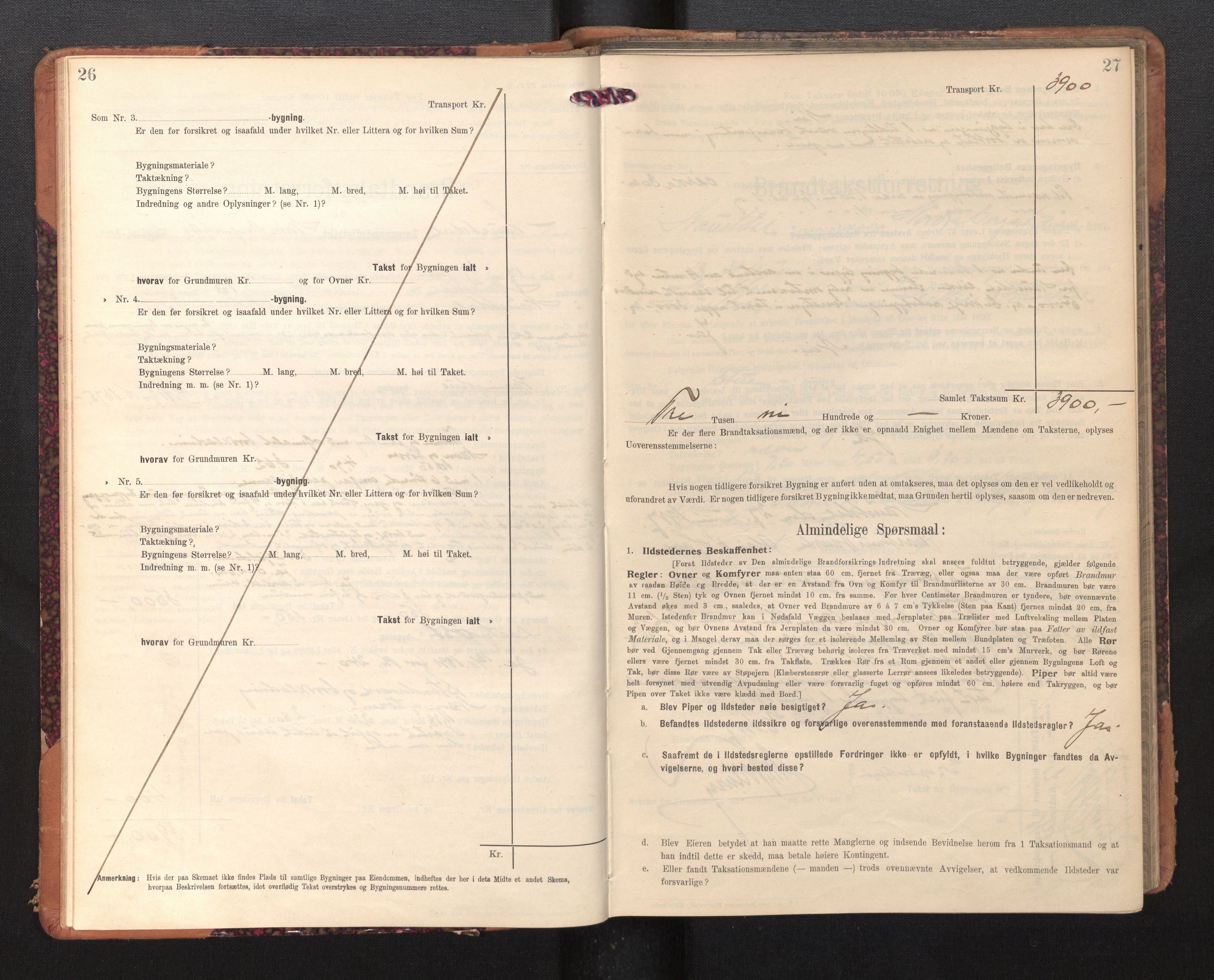 Lensmannen i Naustdal, SAB/A-29501/0012/L0002: Branntakstprotokoll, skjematakst, 1911-1953, s. 26-27