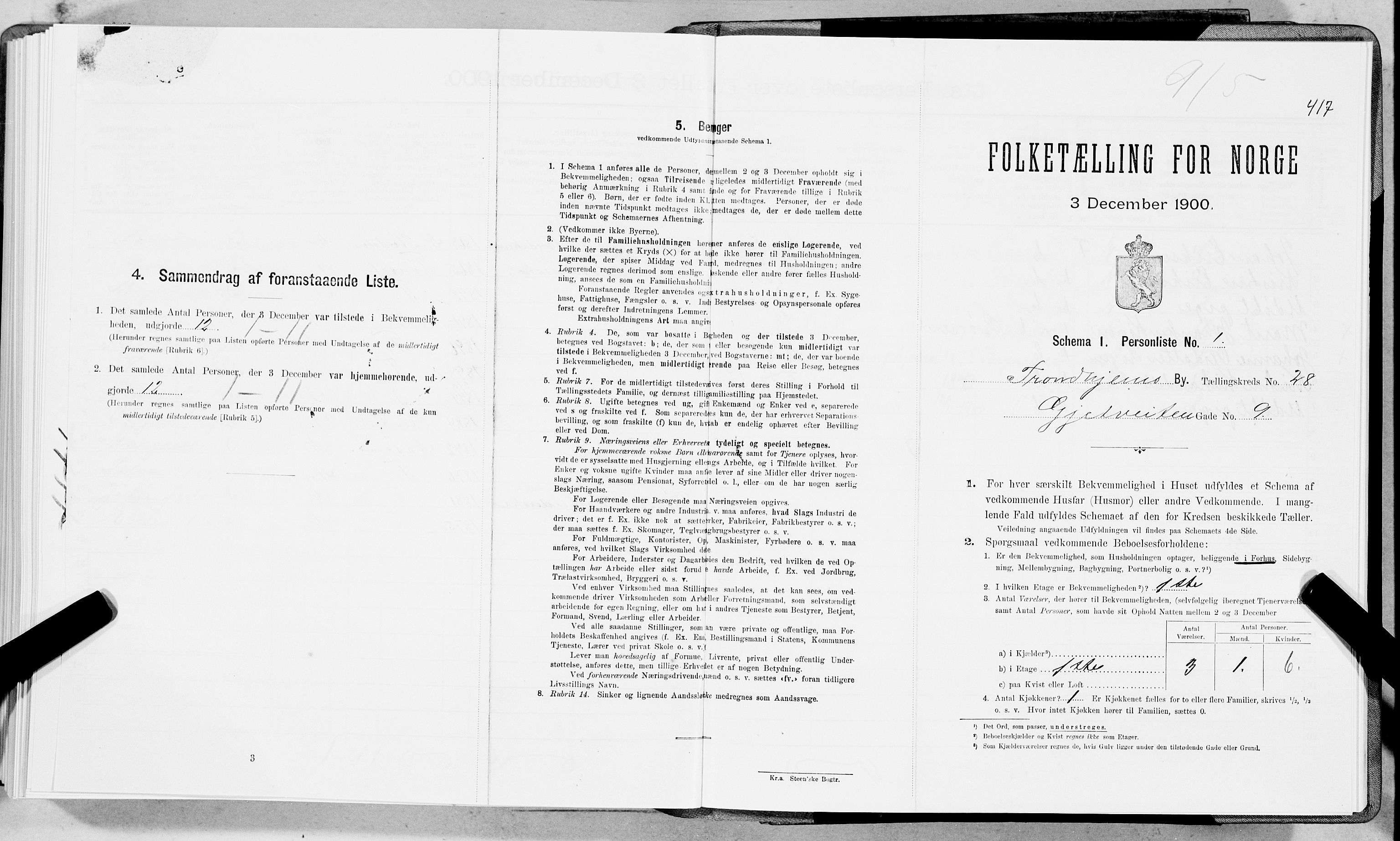 SAT, Folketelling 1900 for 1601 Trondheim kjøpstad, 1900, s. 4425