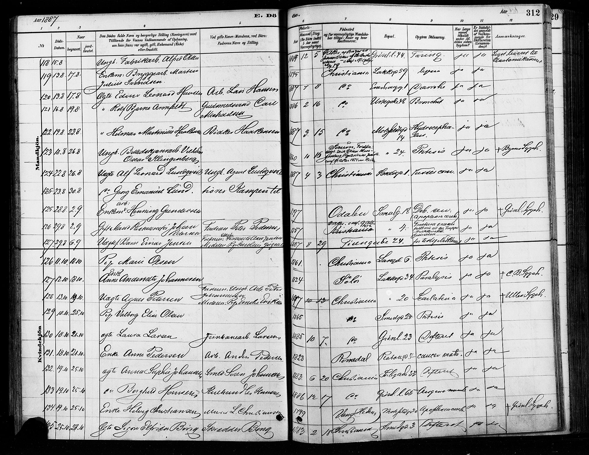 Grønland prestekontor Kirkebøker, AV/SAO-A-10848/F/Fa/L0008: Ministerialbok nr. 8, 1881-1893, s. 312