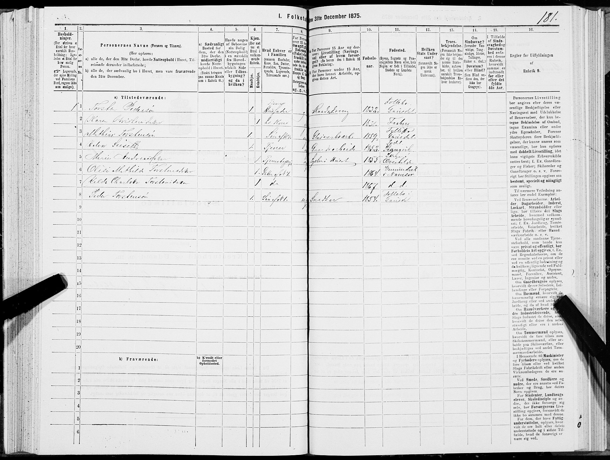 SAT, Folketelling 1875 for 1745L Namsos prestegjeld, Vemundvik sokn og Sævik sokn, 1875, s. 2181