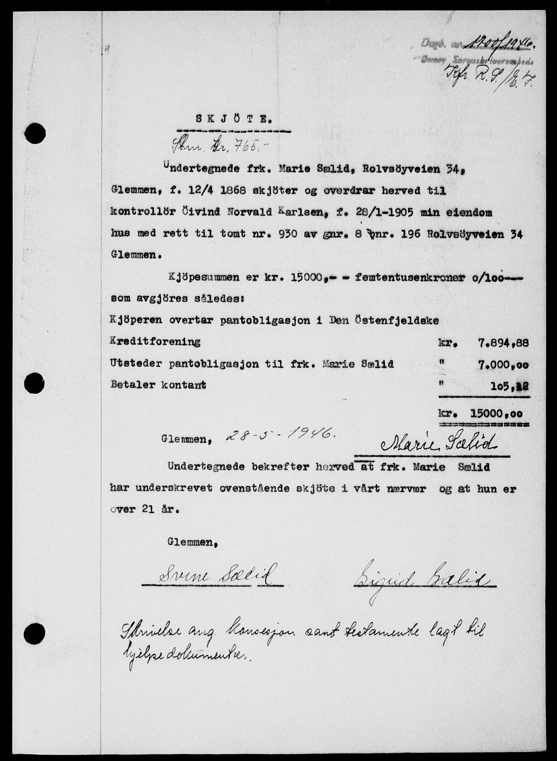 Onsøy sorenskriveri, SAO/A-10474/G/Ga/Gab/L0016: Pantebok nr. II A-16, 1946-1946, Dagboknr: 1700/1946