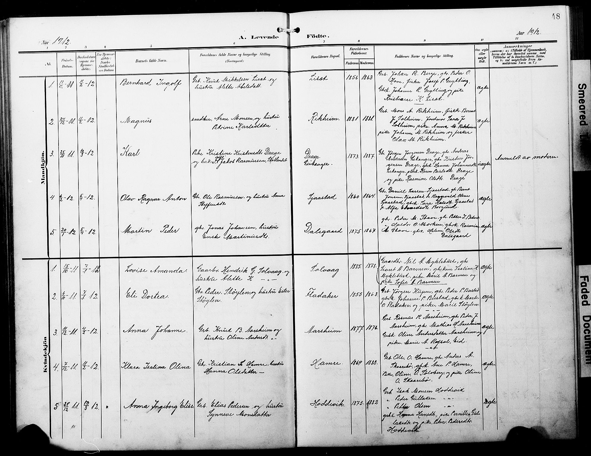 Selje sokneprestembete, AV/SAB-A-99938/H/Ha/Hab/Habb: Klokkerbok nr. B 1, 1905-1923, s. 48