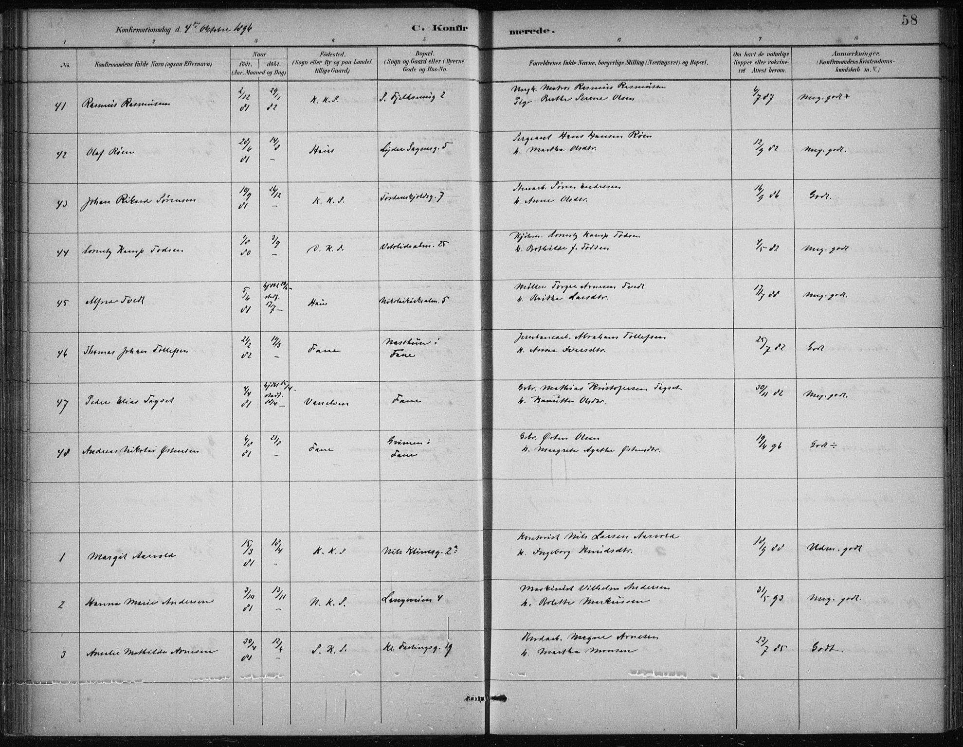 Korskirken sokneprestembete, AV/SAB-A-76101/H/Hab: Klokkerbok nr. C 4, 1893-1905, s. 58