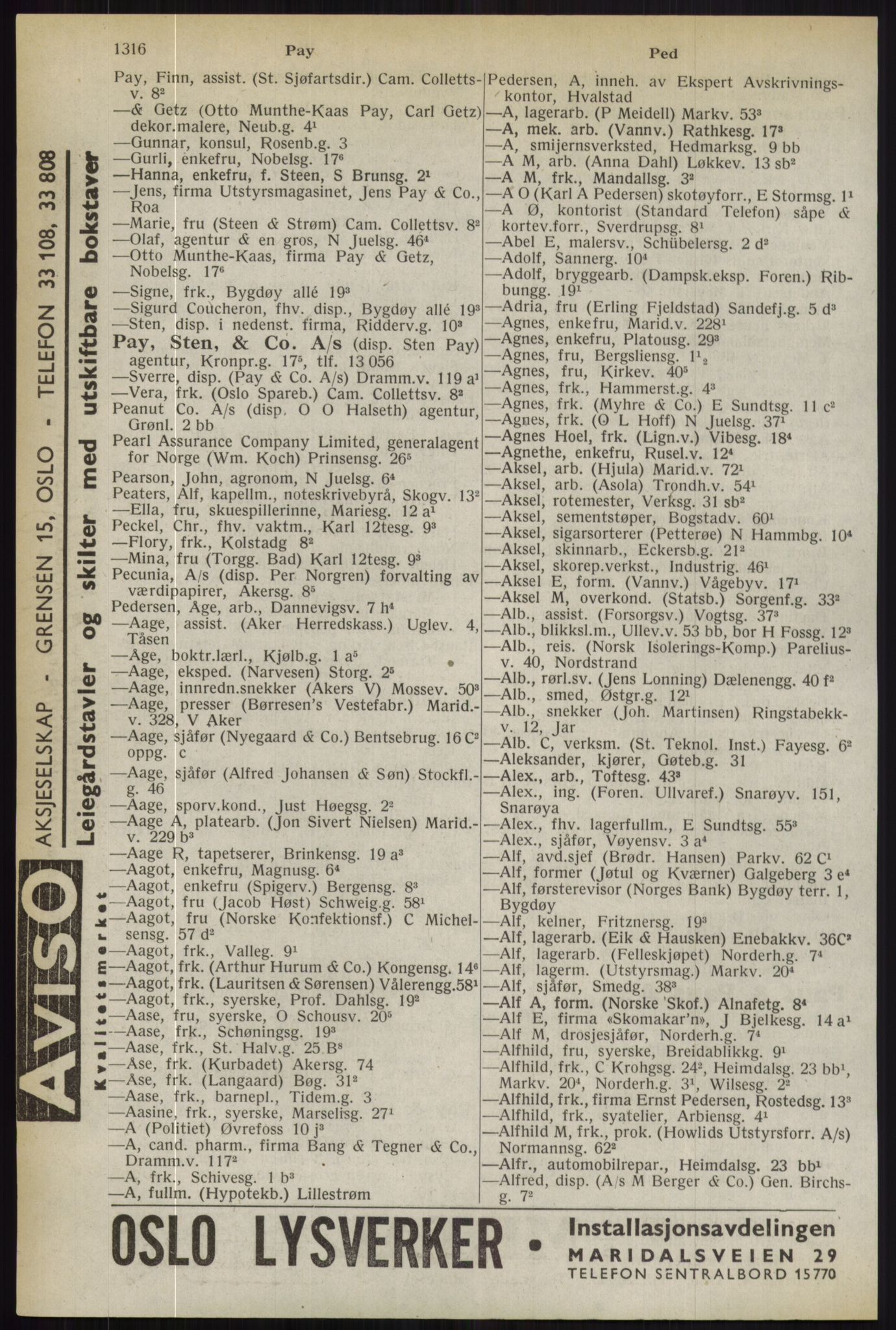 Kristiania/Oslo adressebok, PUBL/-, 1944, s. 1316