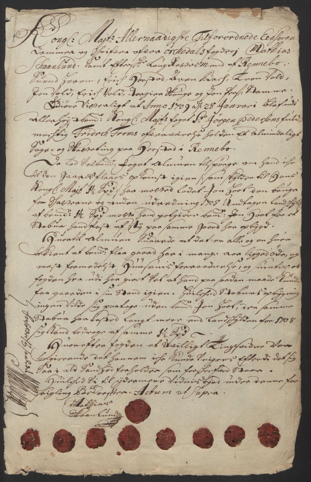 Rentekammeret inntil 1814, Reviderte regnskaper, Fogderegnskap, AV/RA-EA-4092/R60/L3958: Fogderegnskap Orkdal og Gauldal, 1708, s. 411