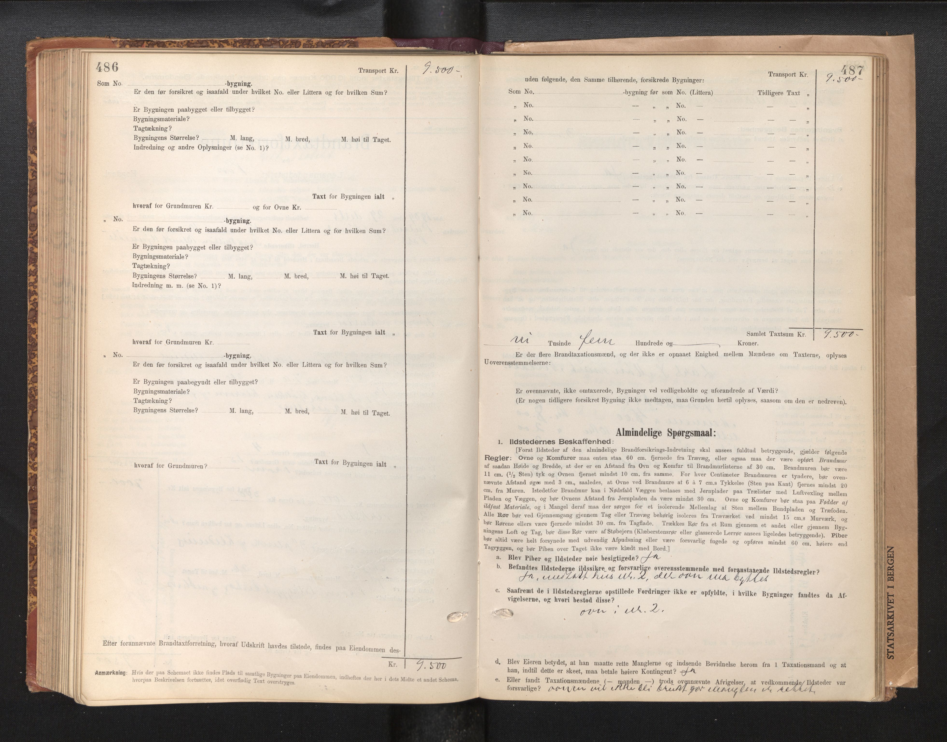 Lensmannen i Voss, AV/SAB-A-35801/0012/L0008: Branntakstprotokoll, skjematakst, 1895-1945, s. 486-487