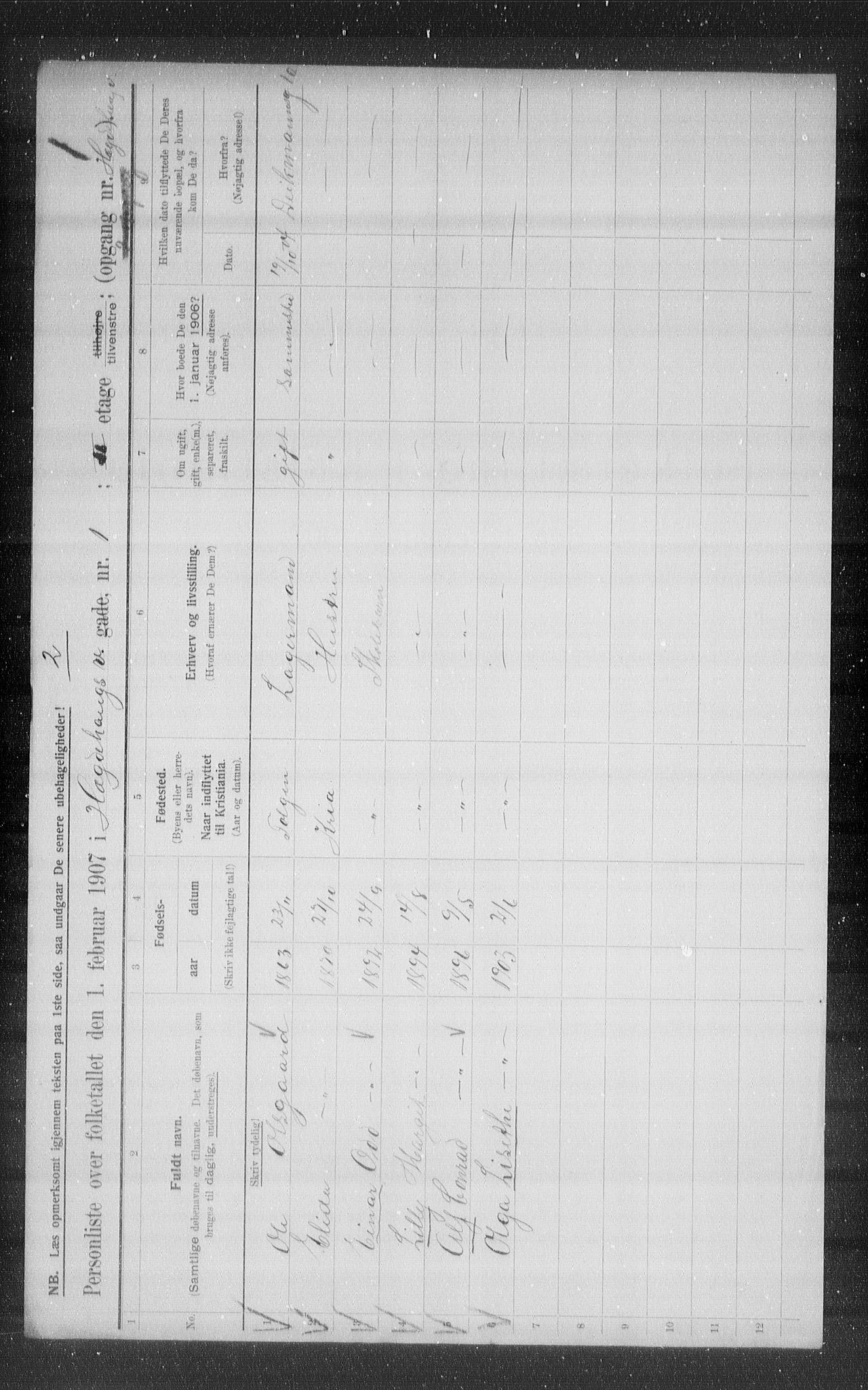 OBA, Kommunal folketelling 1.2.1907 for Kristiania kjøpstad, 1907, s. 18569