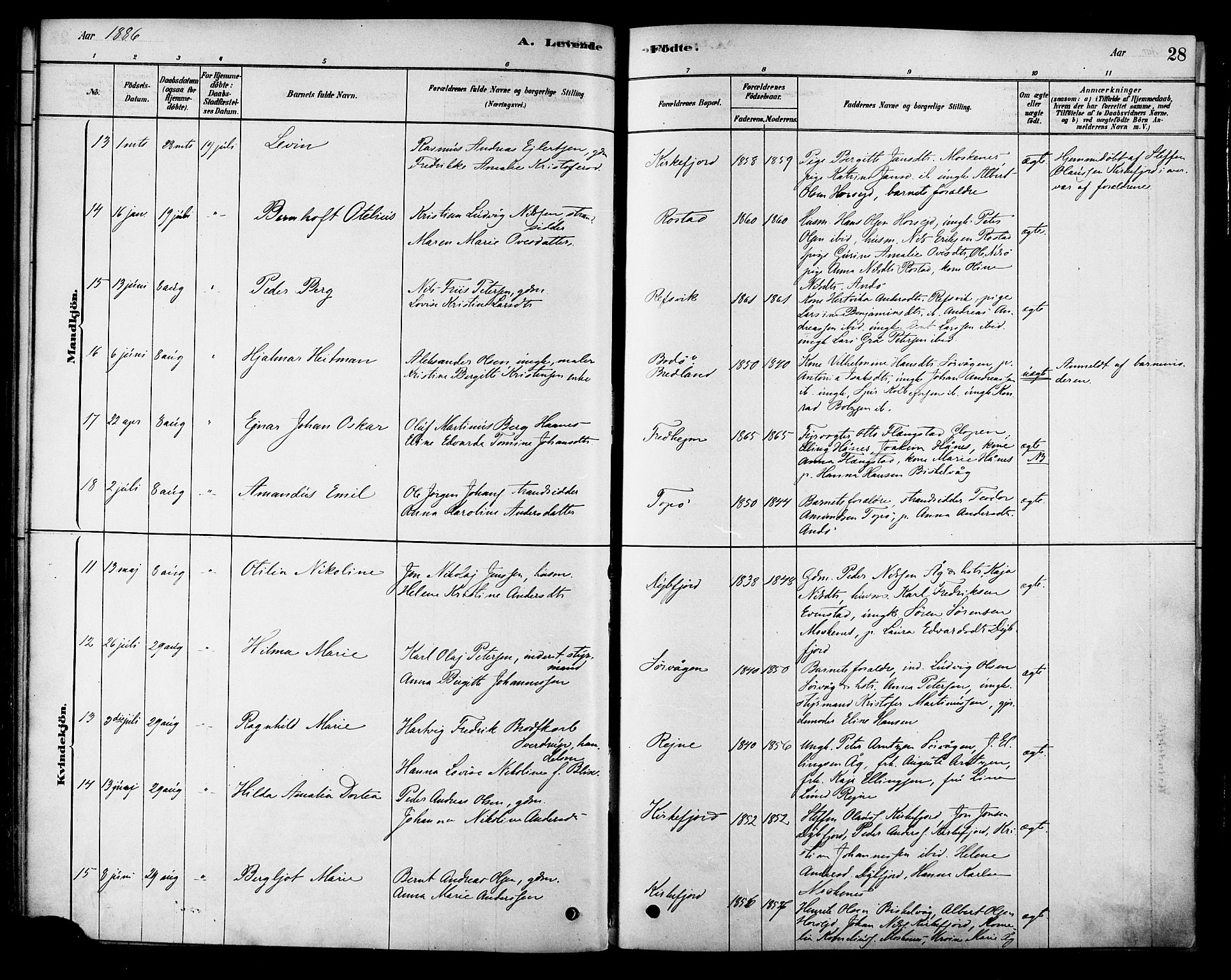 Ministerialprotokoller, klokkerbøker og fødselsregistre - Nordland, AV/SAT-A-1459/886/L1219: Ministerialbok nr. 886A01, 1878-1892, s. 28