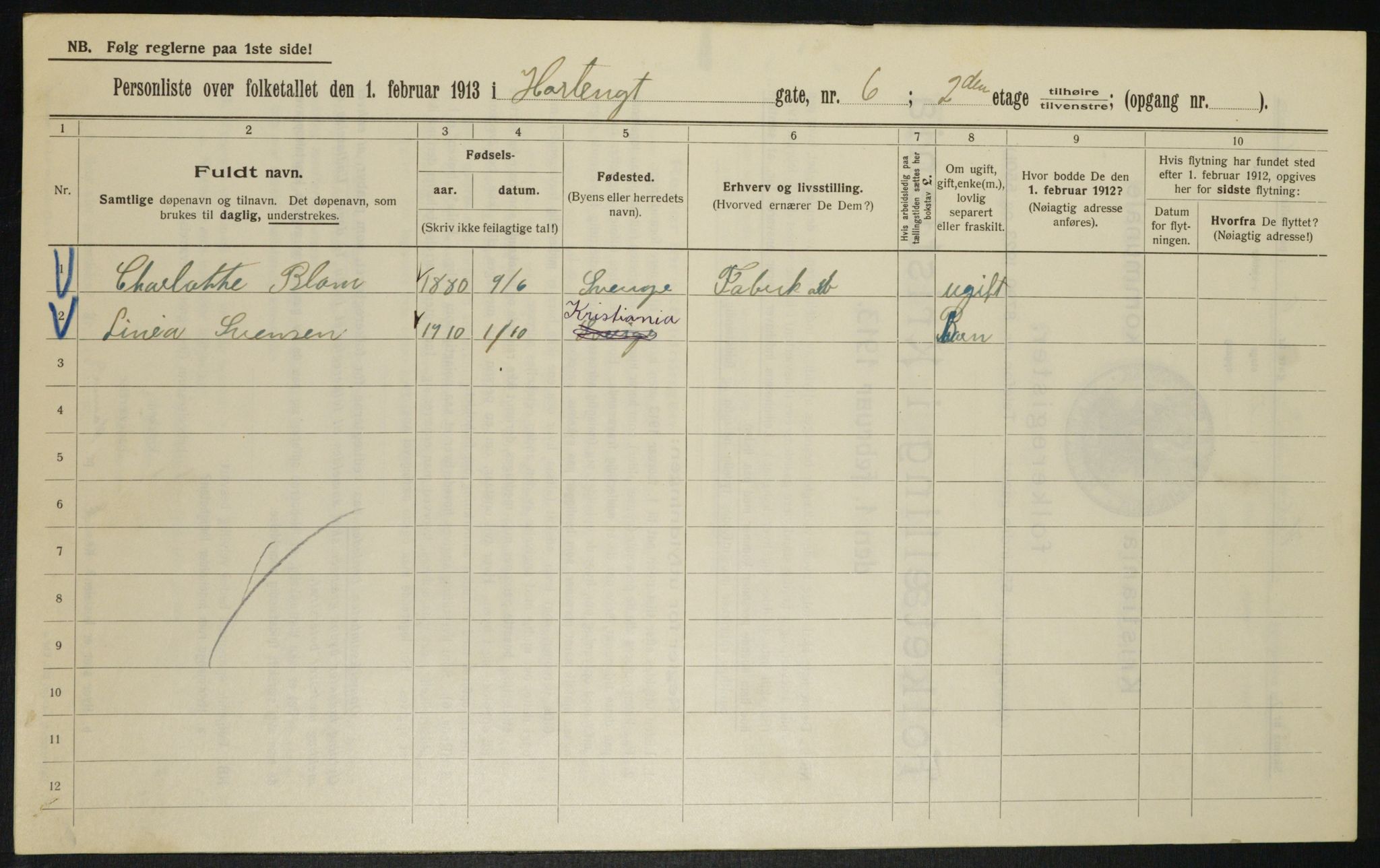 OBA, Kommunal folketelling 1.2.1913 for Kristiania, 1913, s. 41245