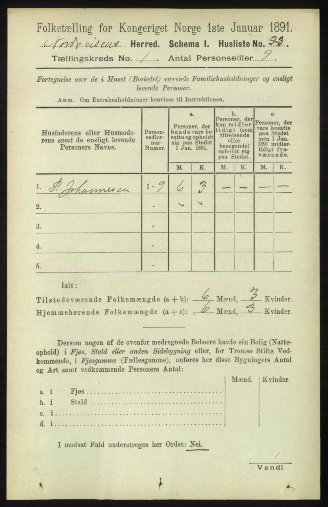 RA, Folketelling 1891 for 1942 Nordreisa herred, 1891, s. 46