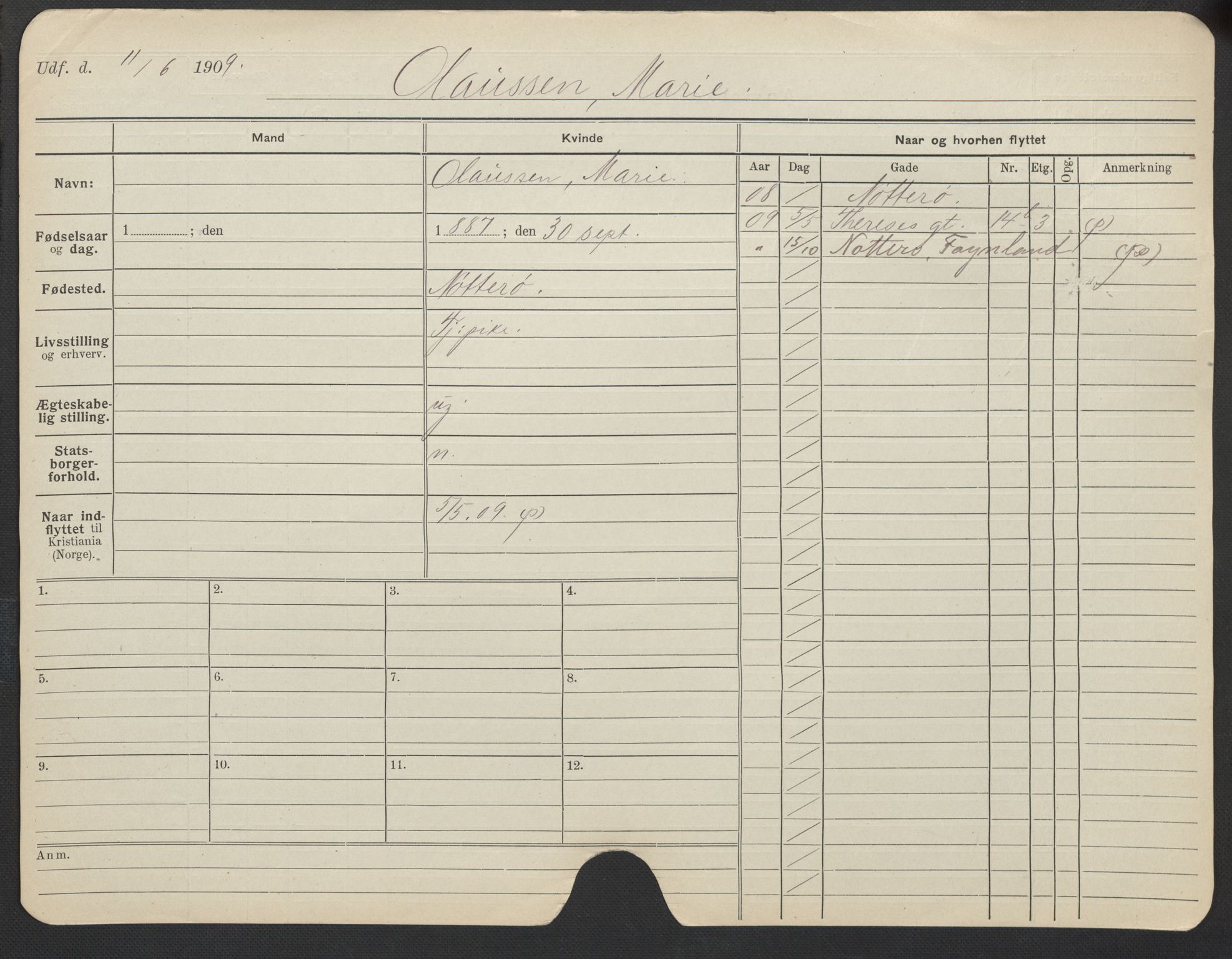Oslo folkeregister, Registerkort, AV/SAO-A-11715/F/Fa/Fac/L0021: Kvinner, 1906-1914, s. 776a