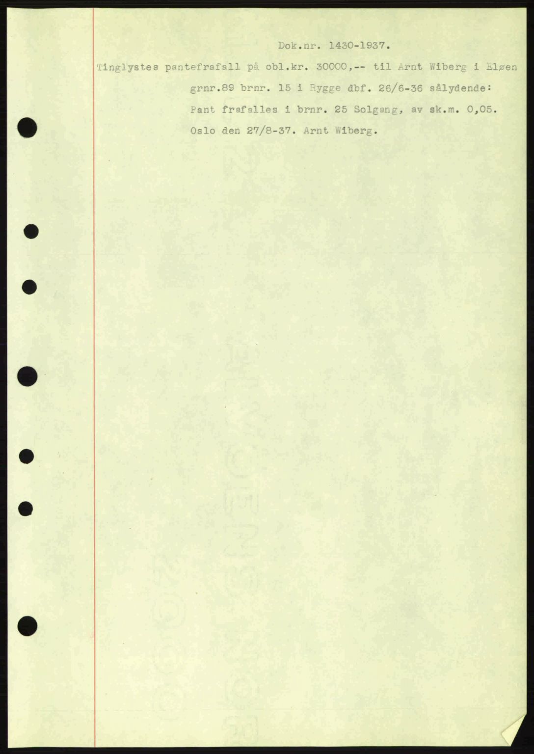 Moss sorenskriveri, SAO/A-10168: Pantebok nr. B4, 1937-1938, Dagboknr: 1430/1937