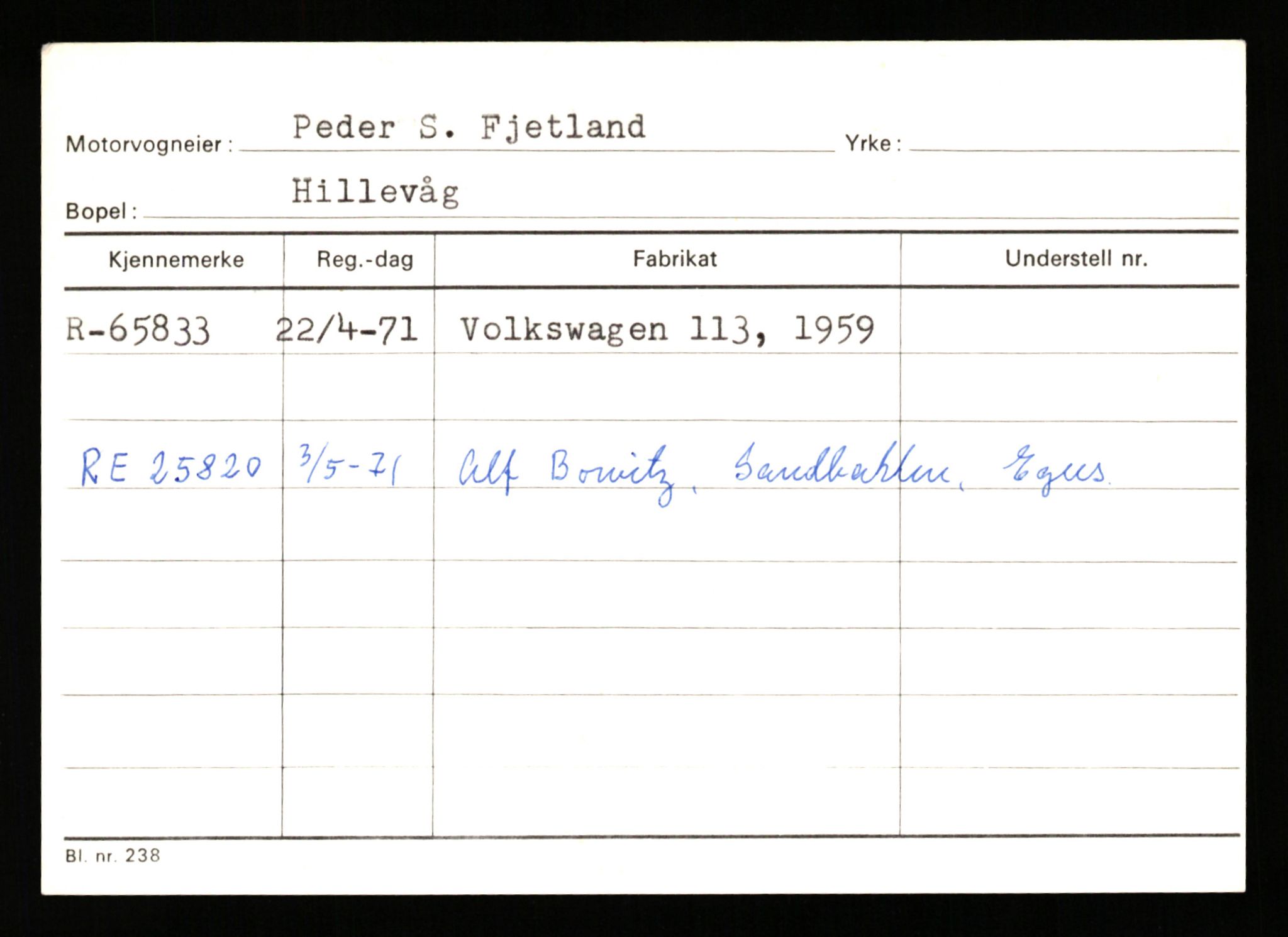 Stavanger trafikkstasjon, AV/SAST-A-101942/0/G/L0007: Registreringsnummer: 49019 - 67460, 1930-1971, s. 3045