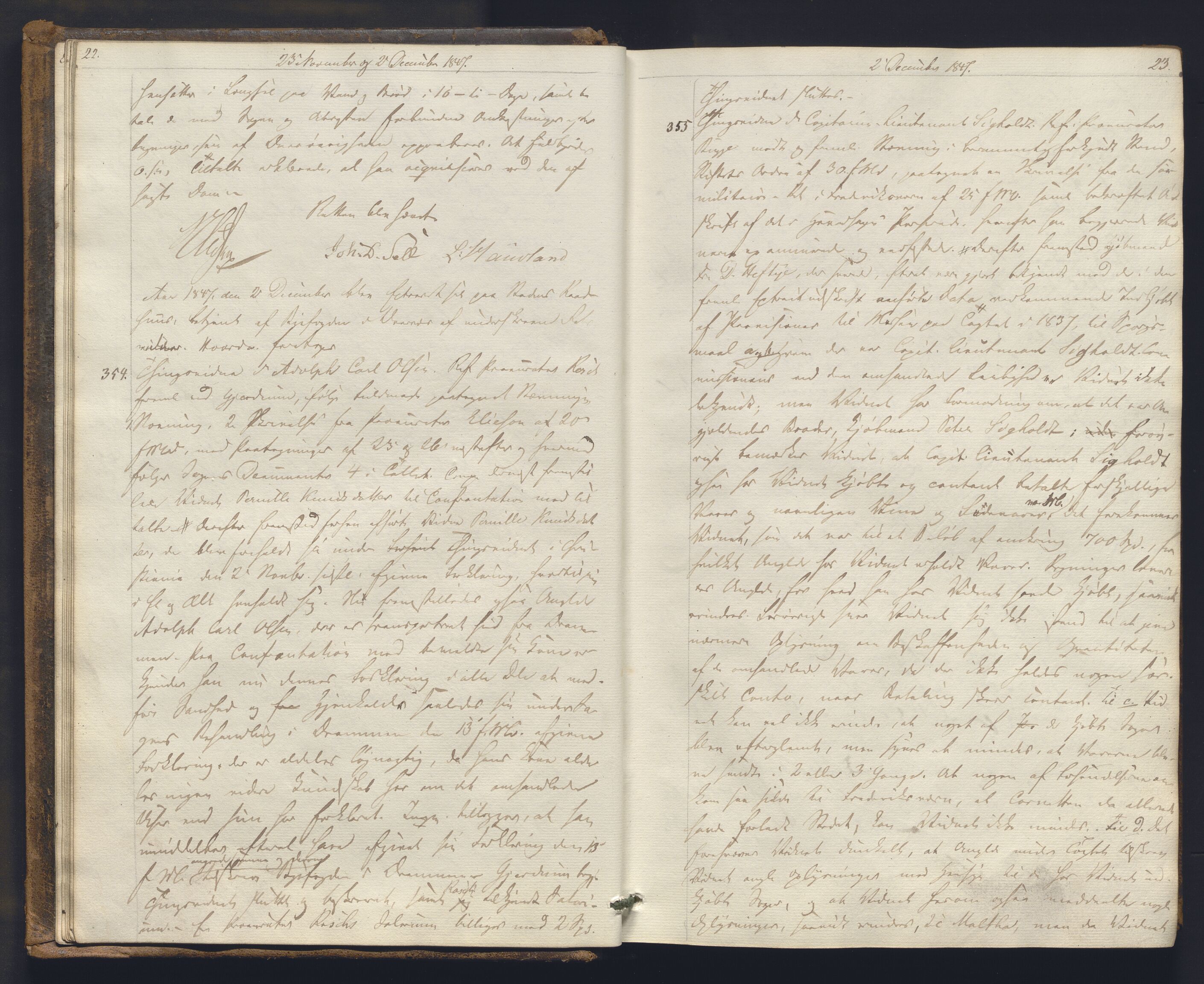 Christiania byfogd, AV/SAO-A-11543/F/Fc/L0014: Ekstrarettsprotokoll, 1847-1853, s. 22-23