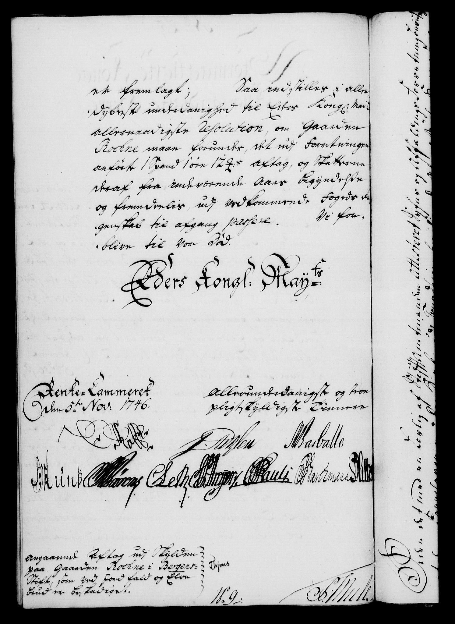 Rentekammeret, Kammerkanselliet, RA/EA-3111/G/Gf/Gfa/L0029: Norsk relasjons- og resolusjonsprotokoll (merket RK 52.29), 1746-1747, s. 152